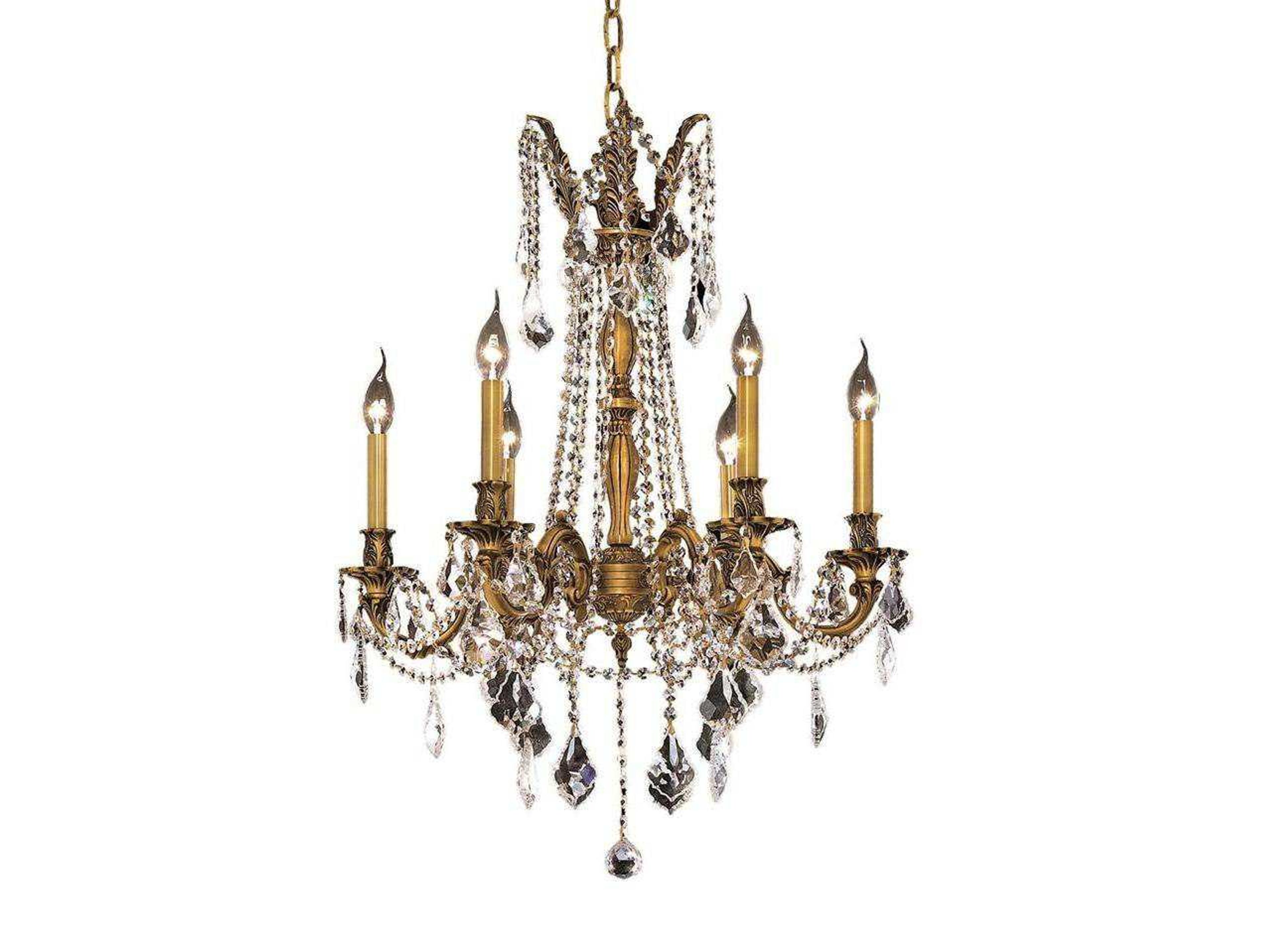 Rosalia 6-Light French Gold Clear Crystal Candelabra Chandelier