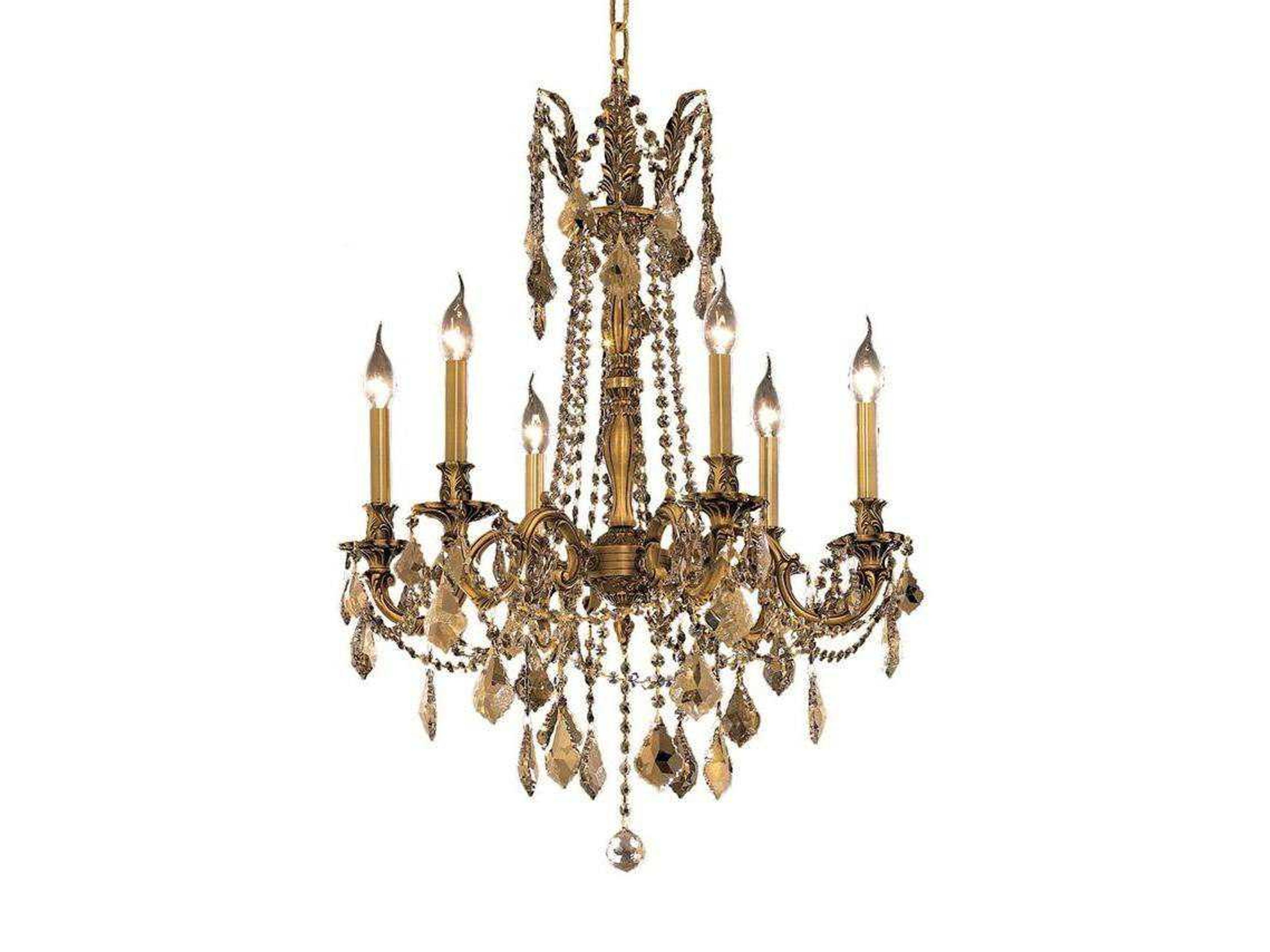 Rosalia 6-Light French Gold Crystal Candelabra Chandelier