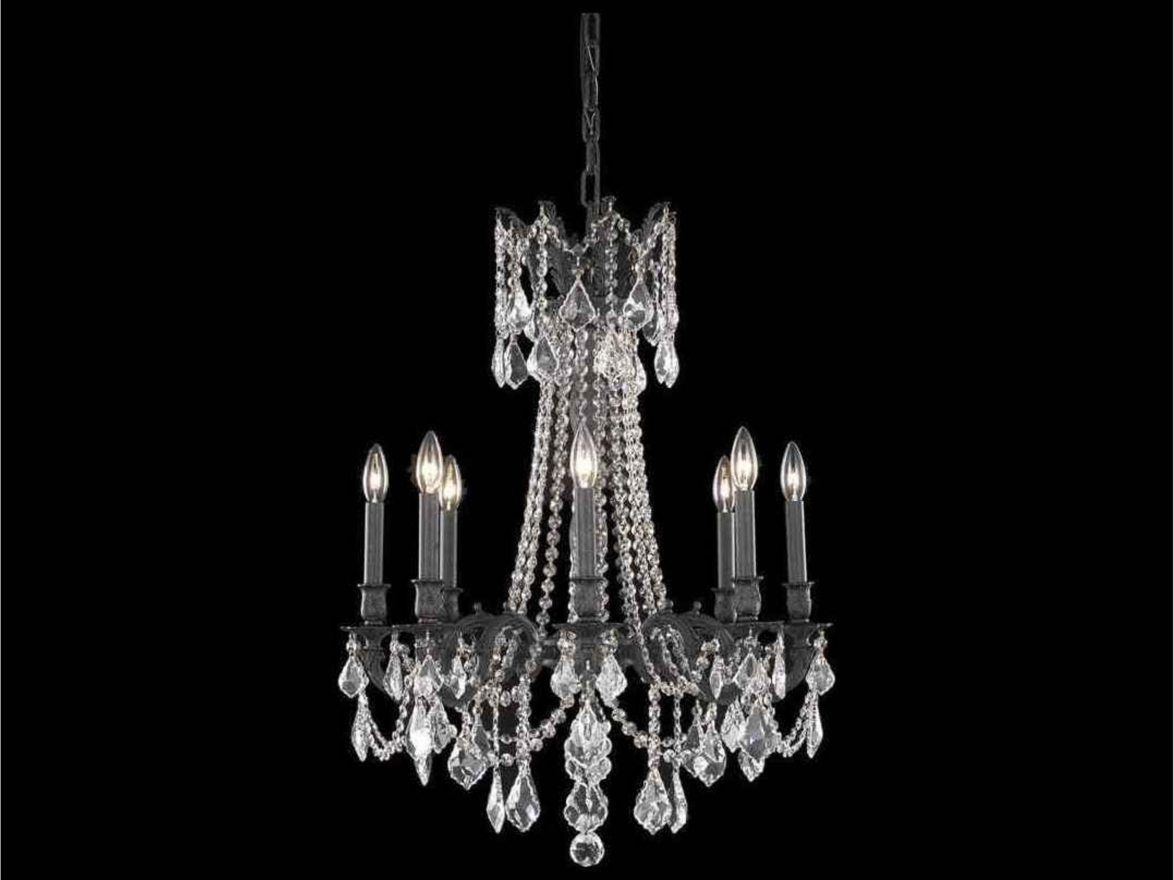 Rosalia 8-Light Dark Bronze Clear Crystal Candelabra Chandelier