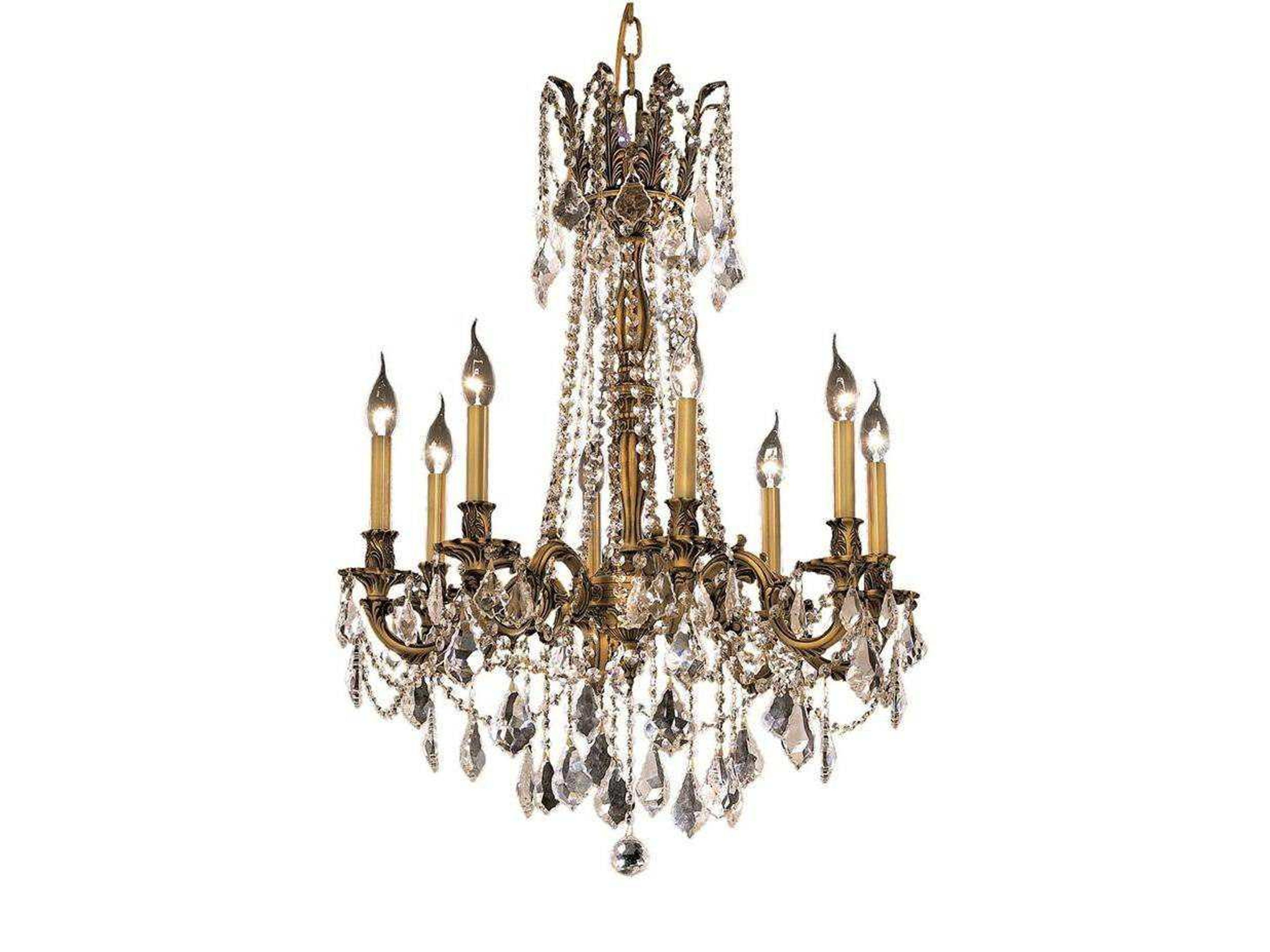 Rosalia 8-Light French Gold Clear Crystal Candelabra Chandelier