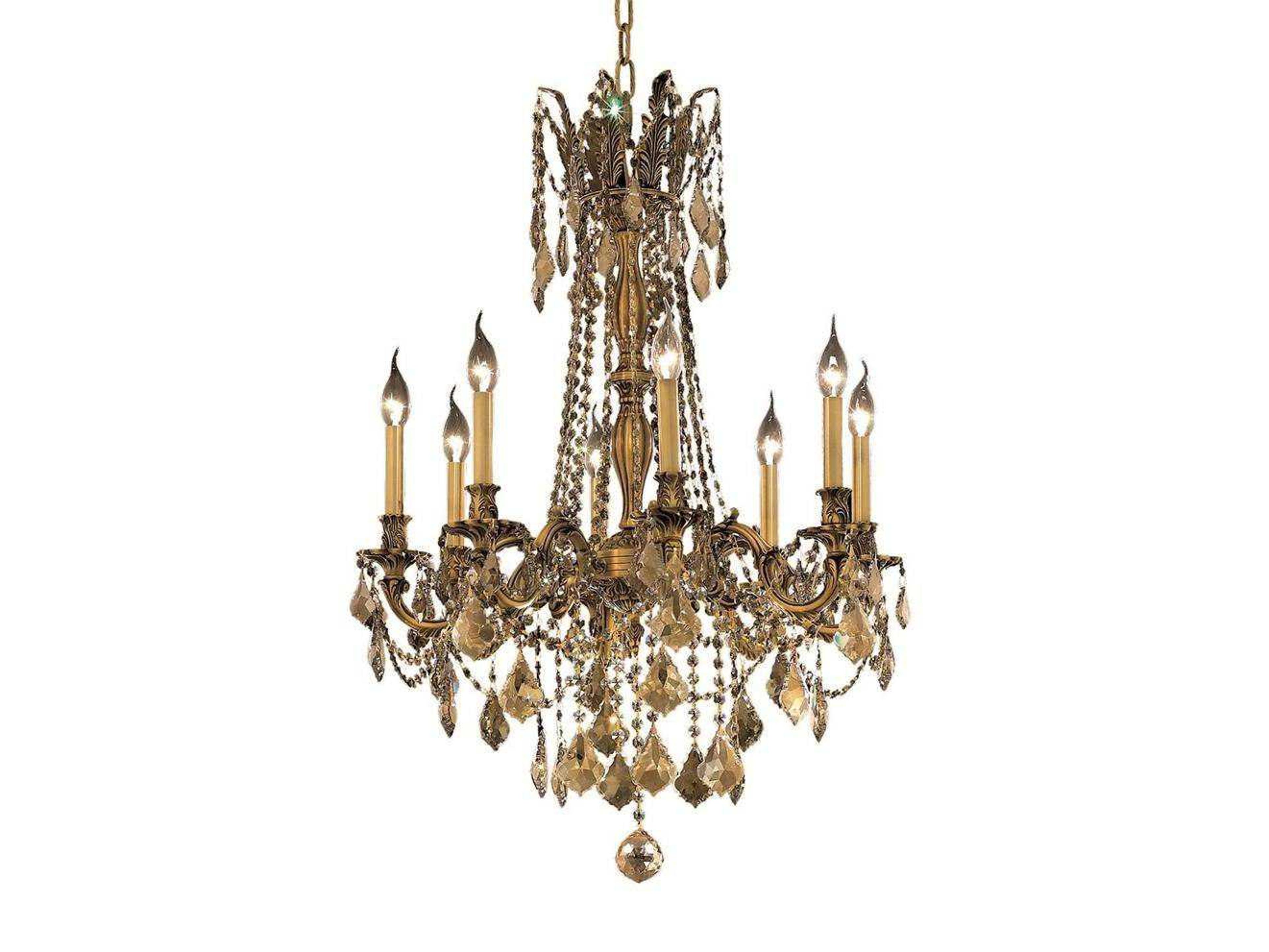 Rosalia 8-Light French Gold Crystal Candelabra Chandelier