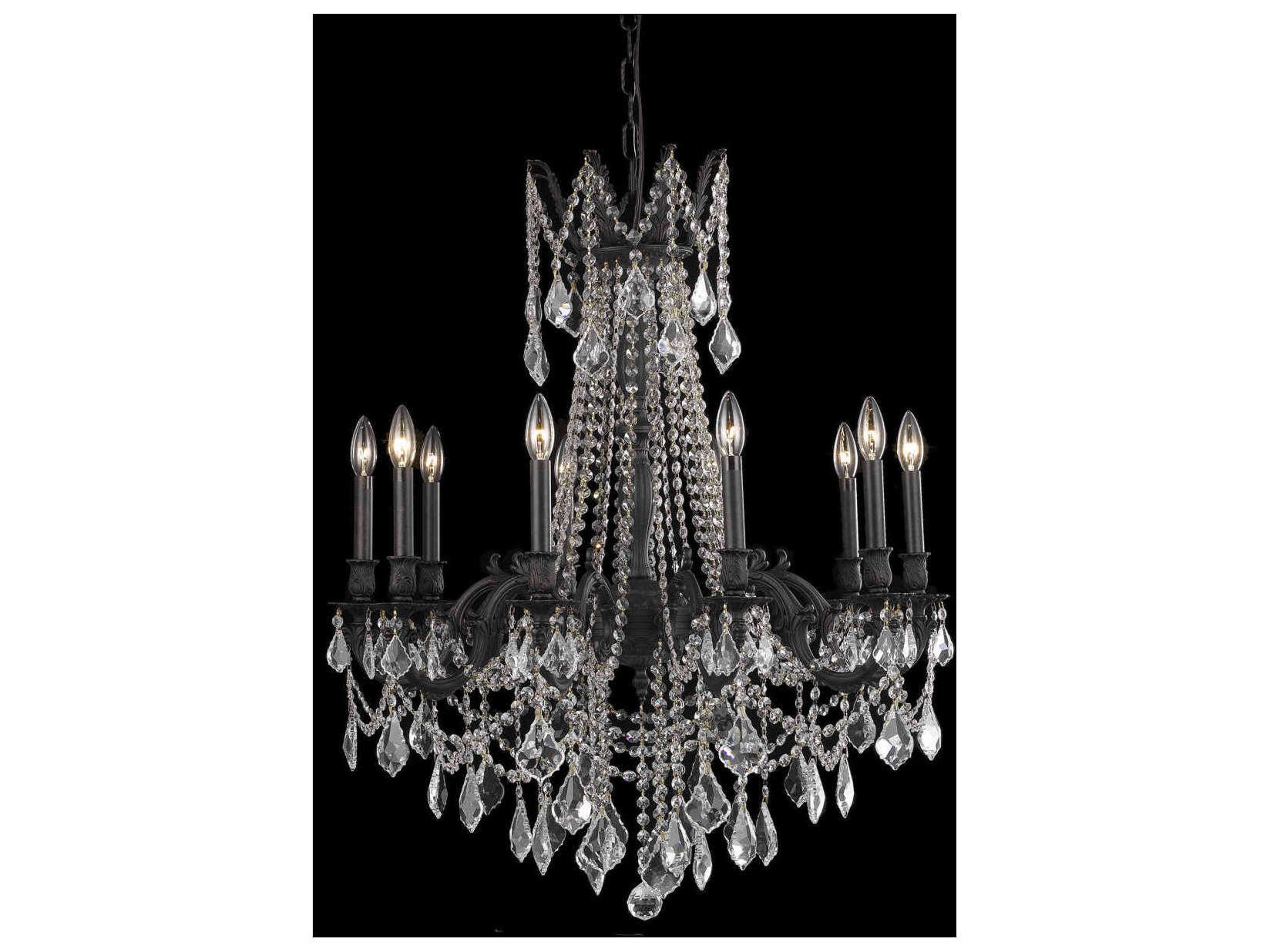 Rosalia 10-Light Dark Bronze Gold Crystal Candelabra Chandelier