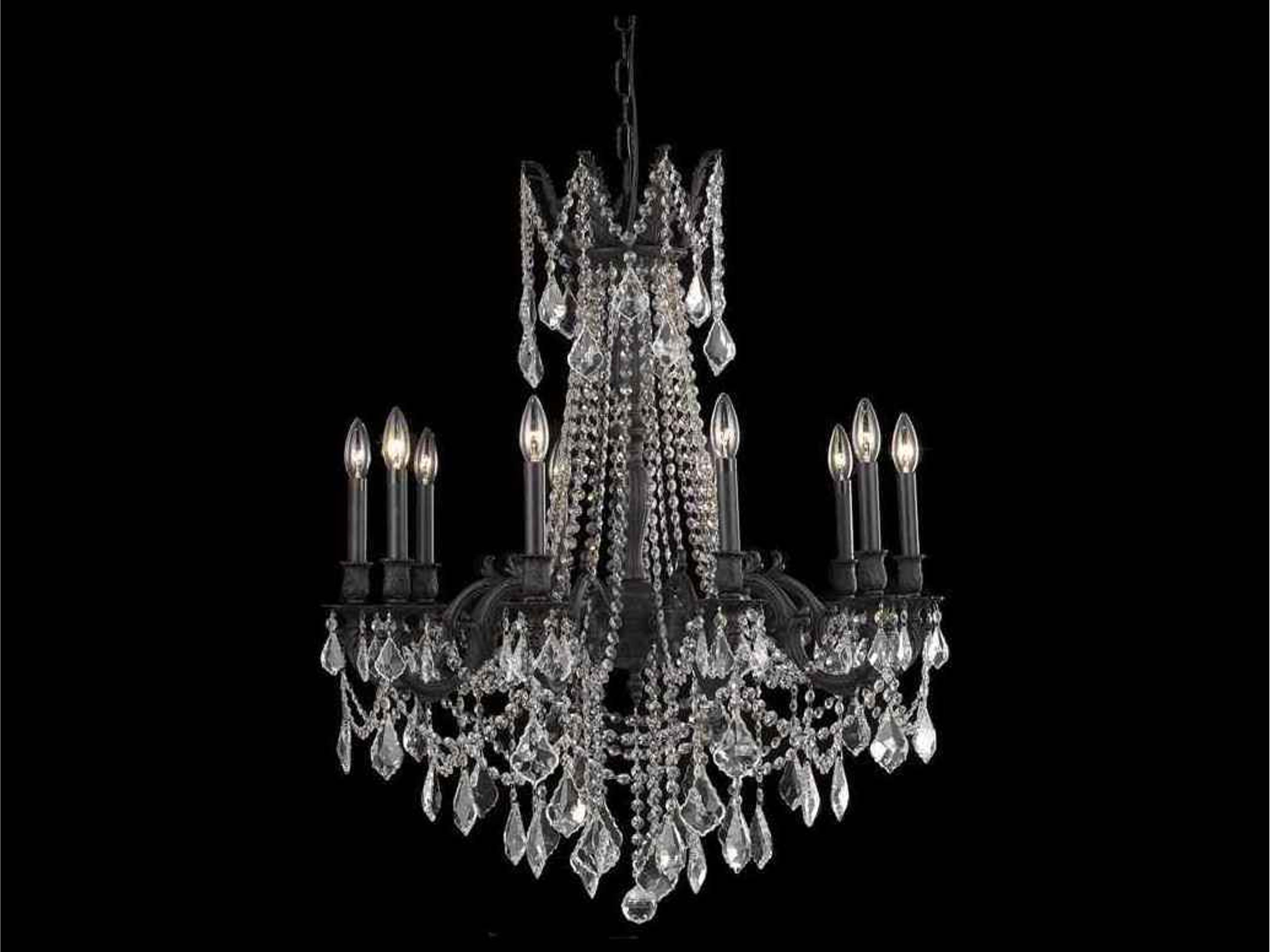 Rosalia 10-Light Dark Bronze Clear Crystal Candelabra Chandelier