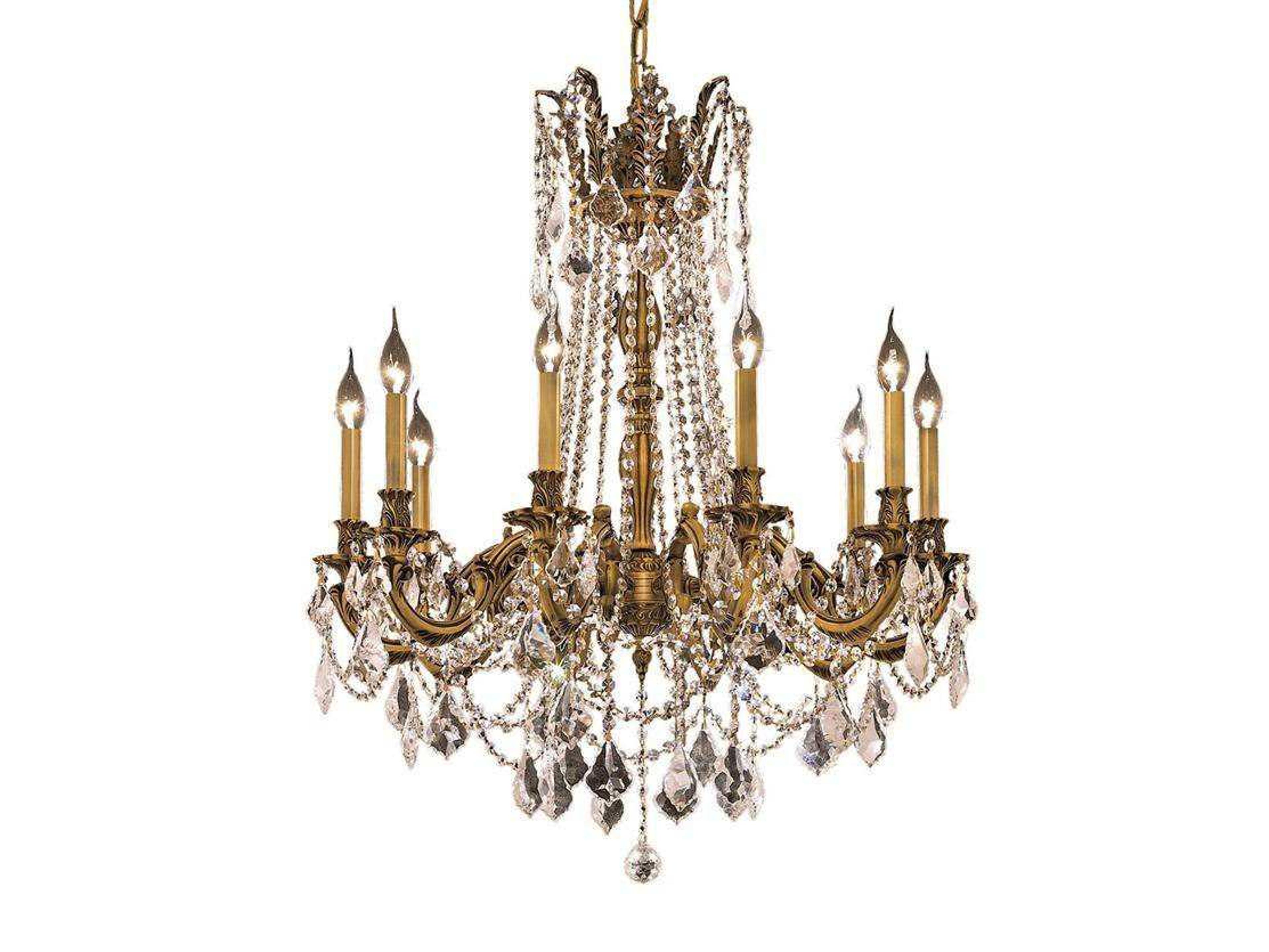 Rosalia 10-Light French Gold Clear Crystal Candelabra Chandelier