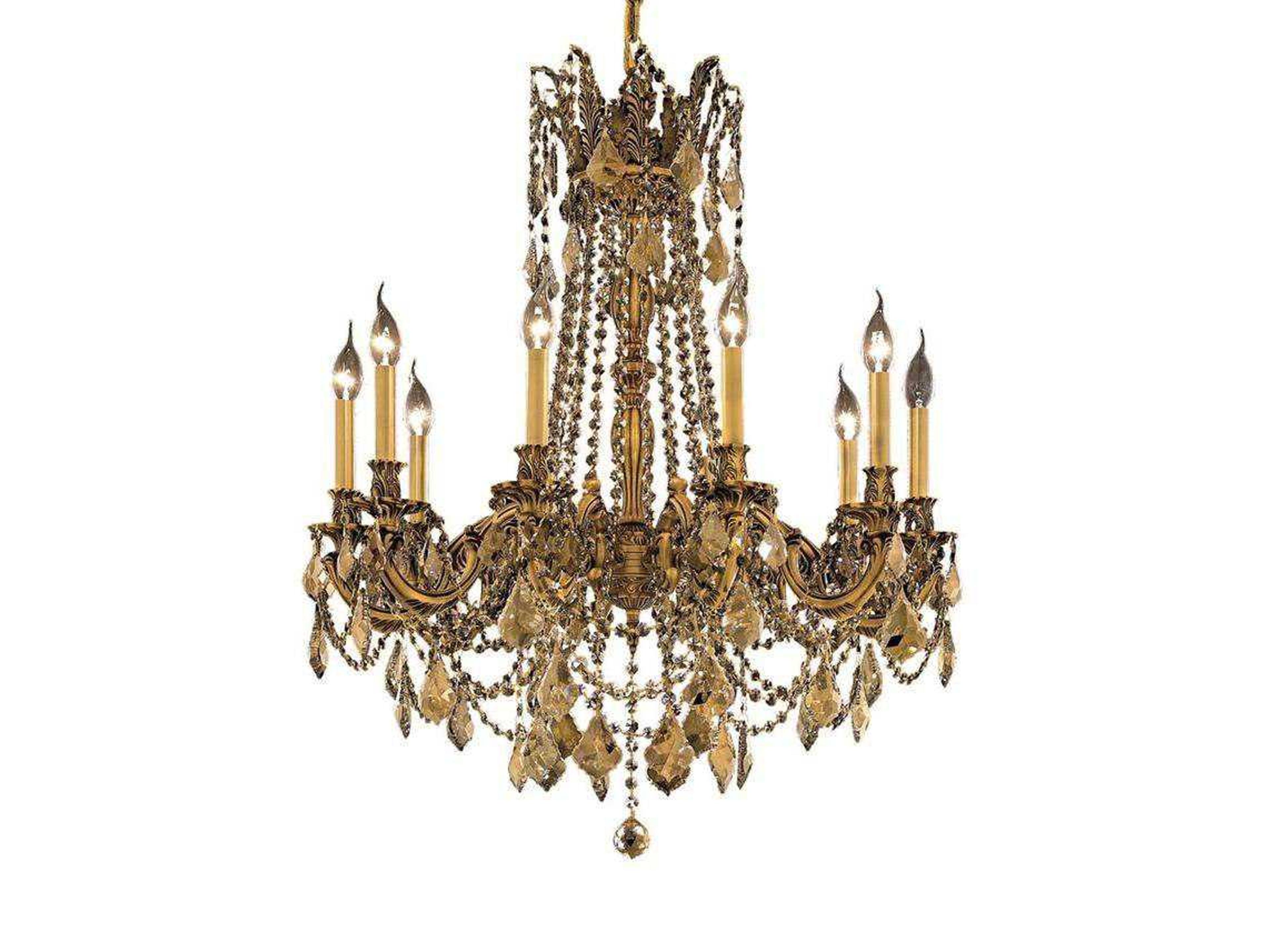 Rosalia 10-Light French Gold Crystal Candelabra Chandelier