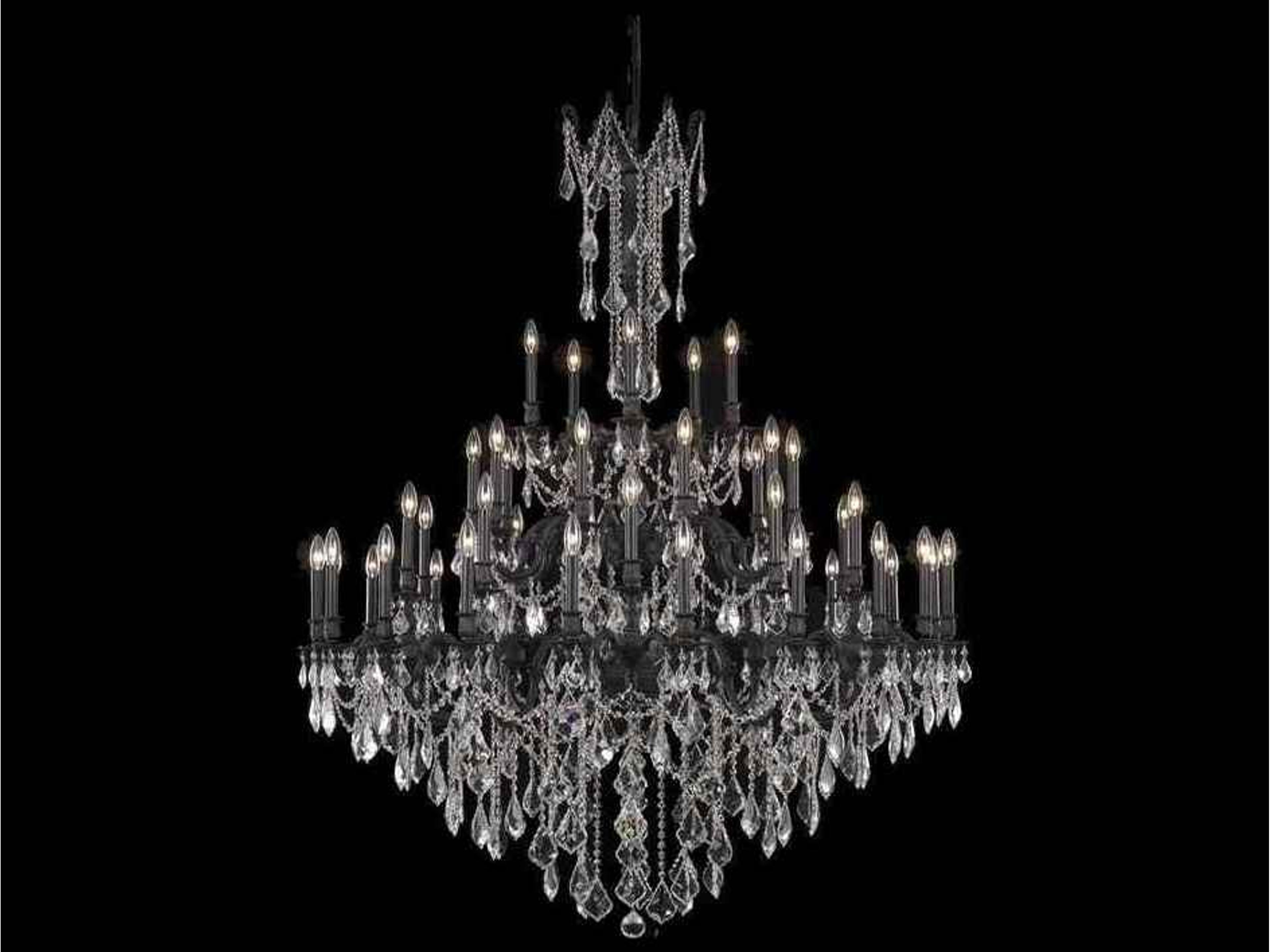 Elegant Lighting Rosalia 45-Light Dark Bronze Clear Crystal Candelabra Tiered Chandelier