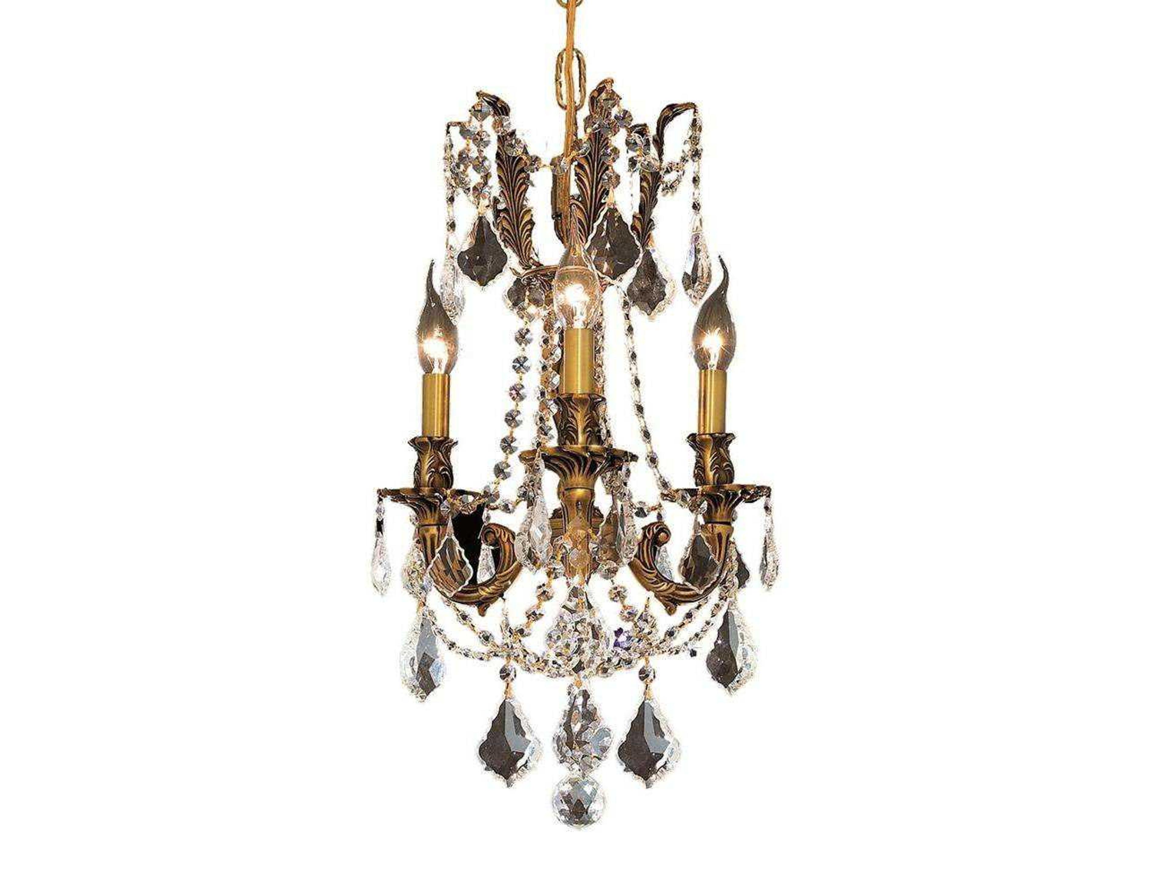 Rosalia 3-Light French Gold Clear Crystal Candelabra Chandelier