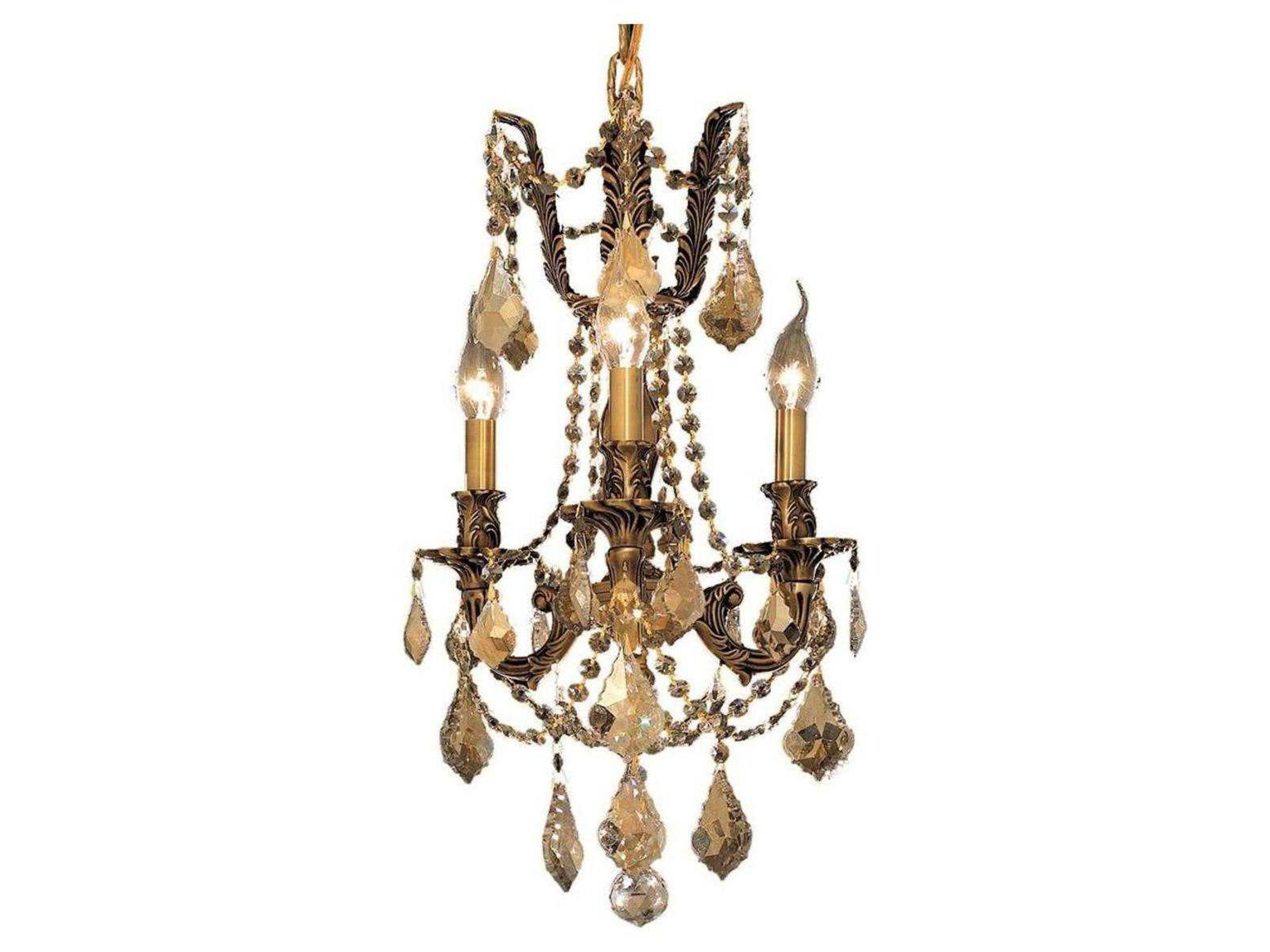 Rosalia 3-Light French Gold Crystal Candelabra Chandelier
