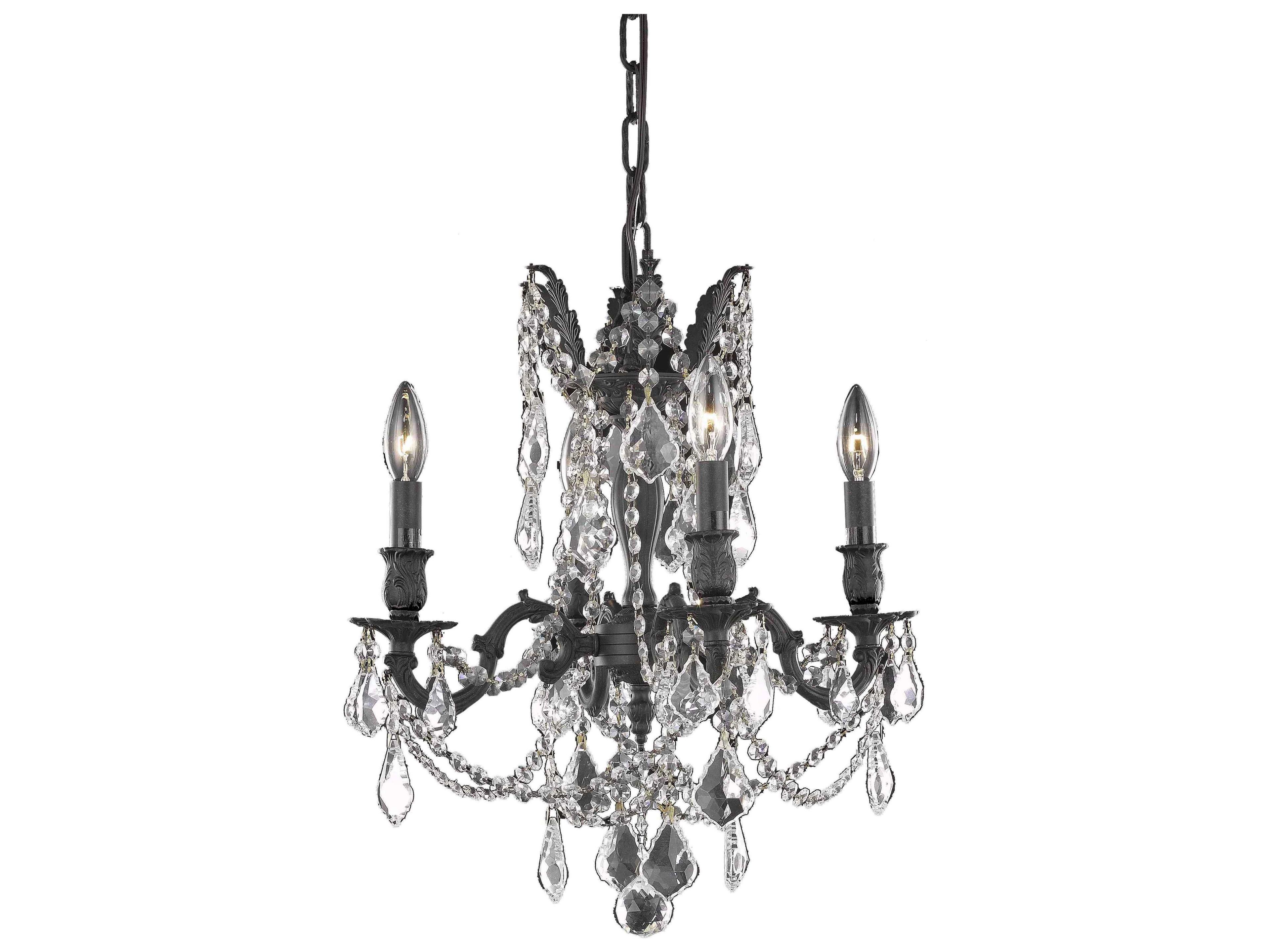 Rosalia 4-Light Dark Bronze Clear Crystal Candelabra Chandelier