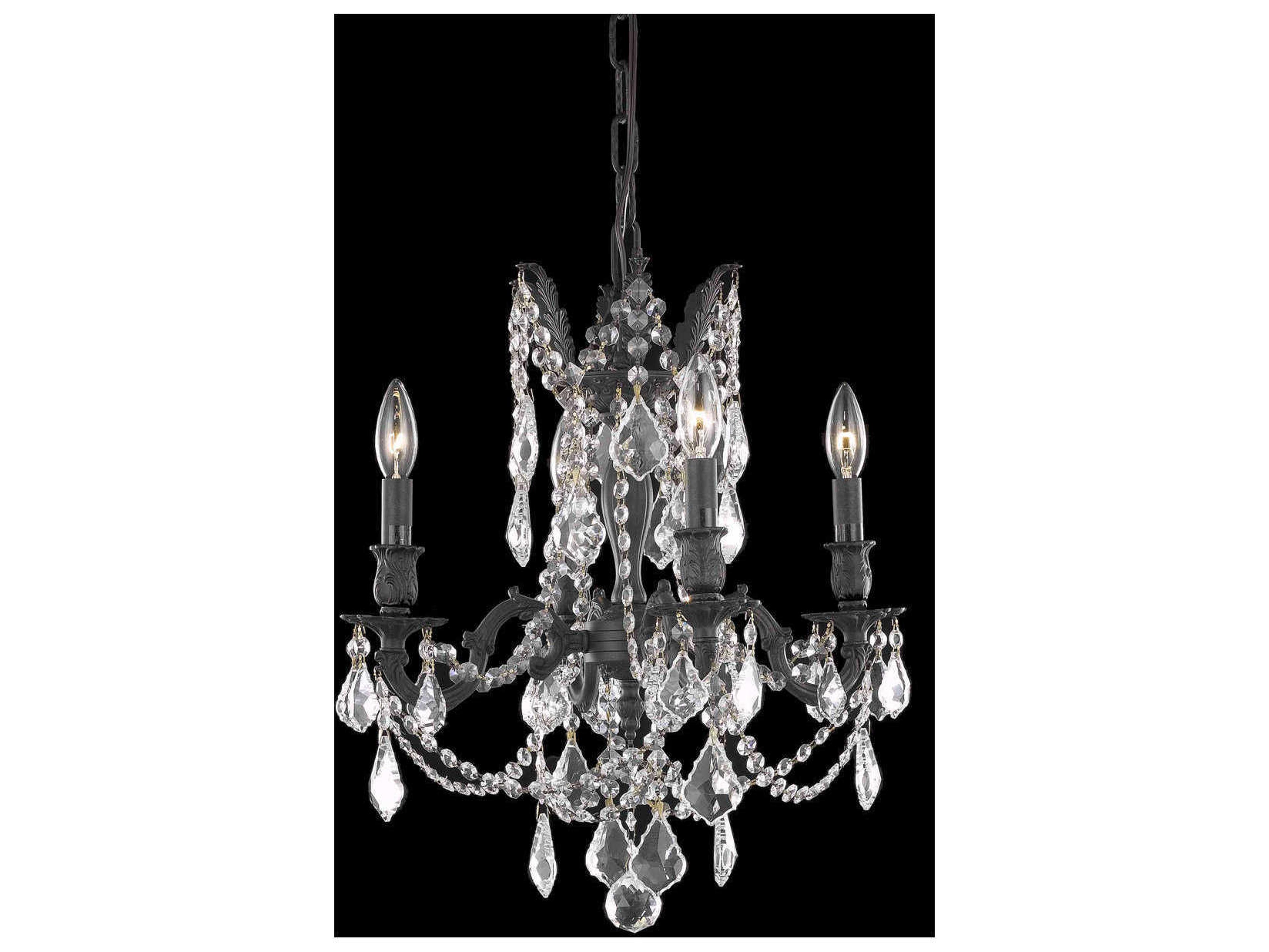 Rosalia 4-Light Dark Bronze Gold Crystal Candelabra Chandelier