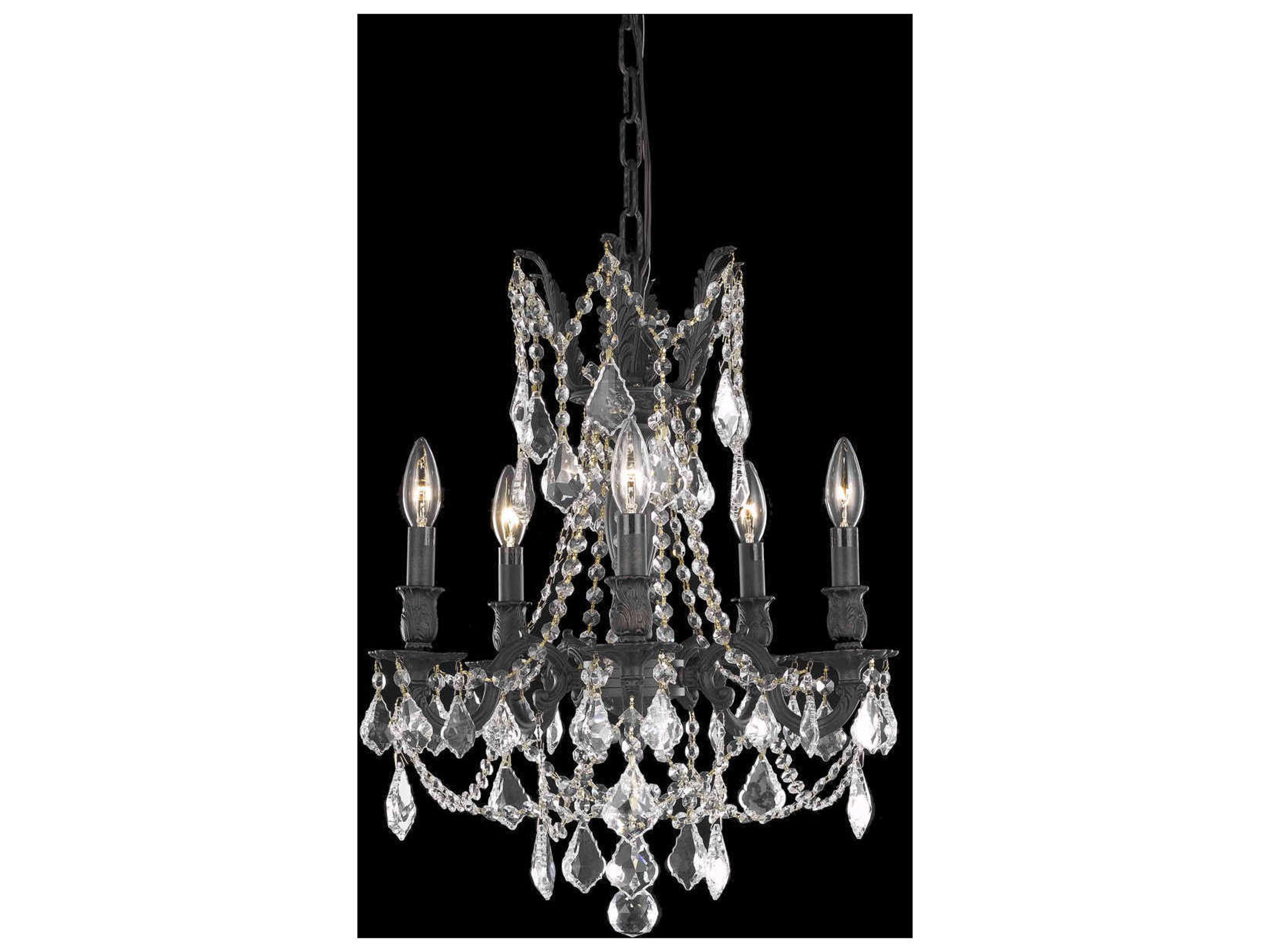 Rosalia 5-Light Dark Bronze Gold Crystal Candelabra Chandelier
