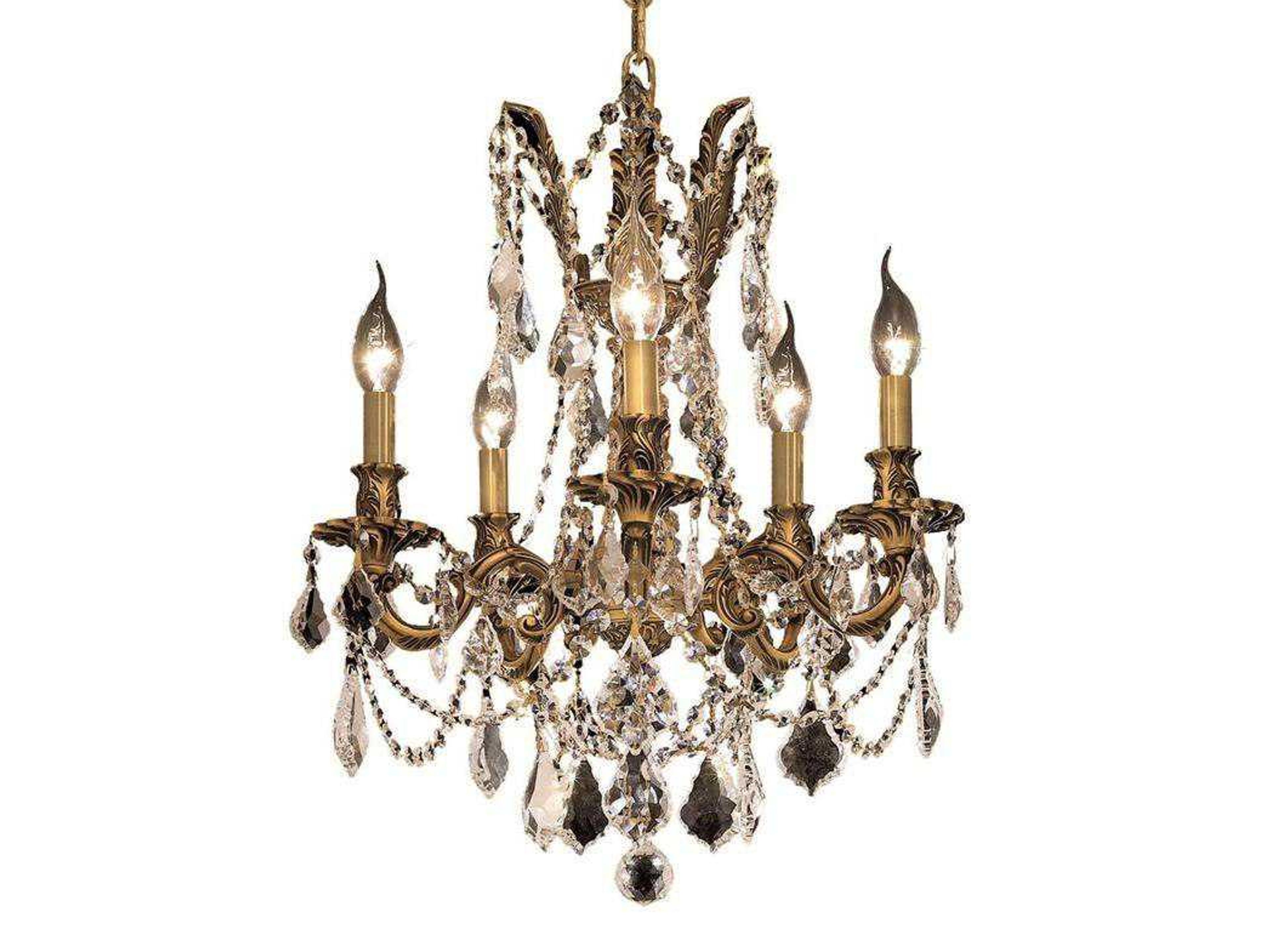 Rosalia 5-Light French Gold Clear Crystal Candelabra Chandelier