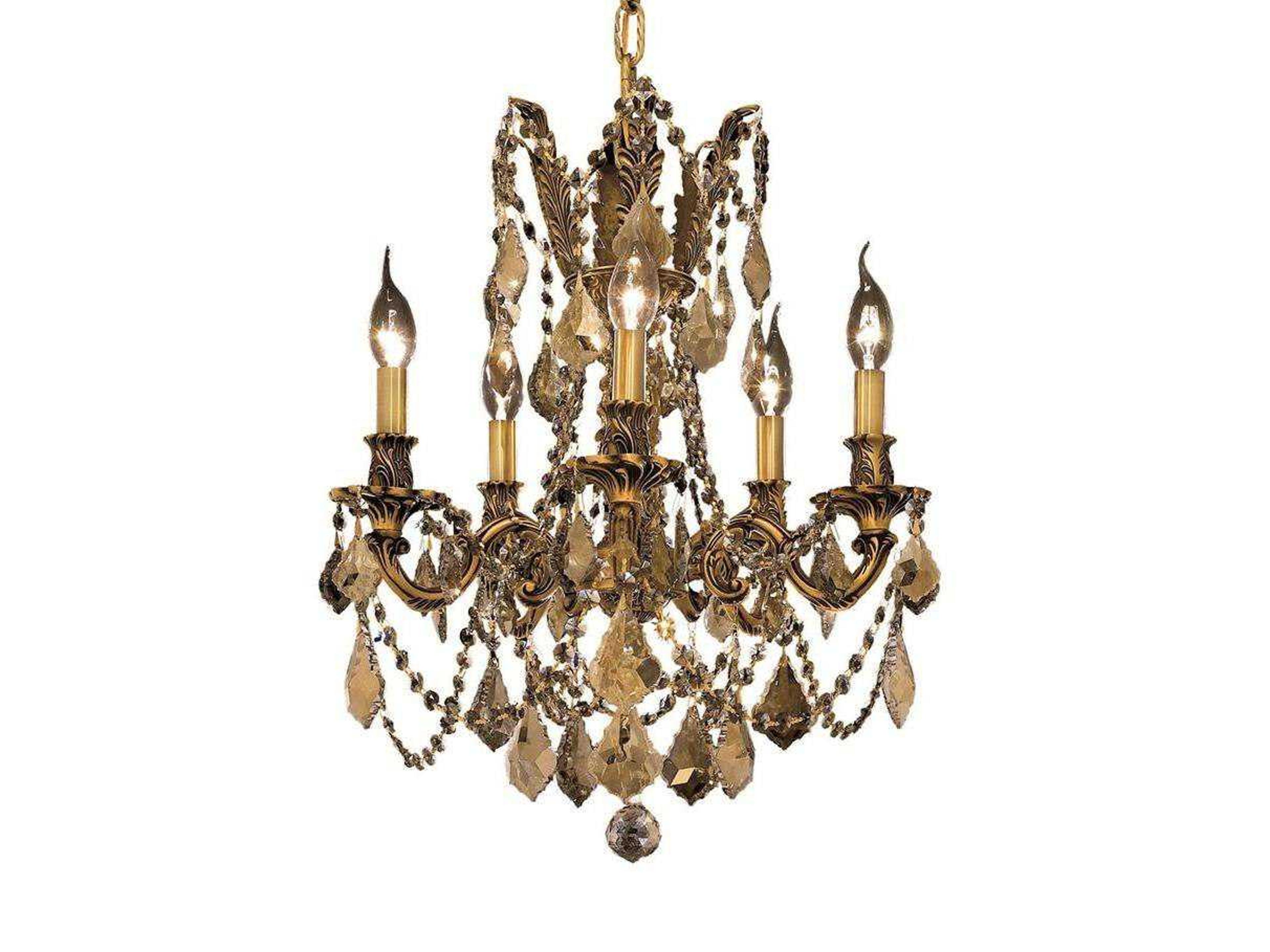 Rosalia 5-Light French Gold Crystal Candelabra Chandelier