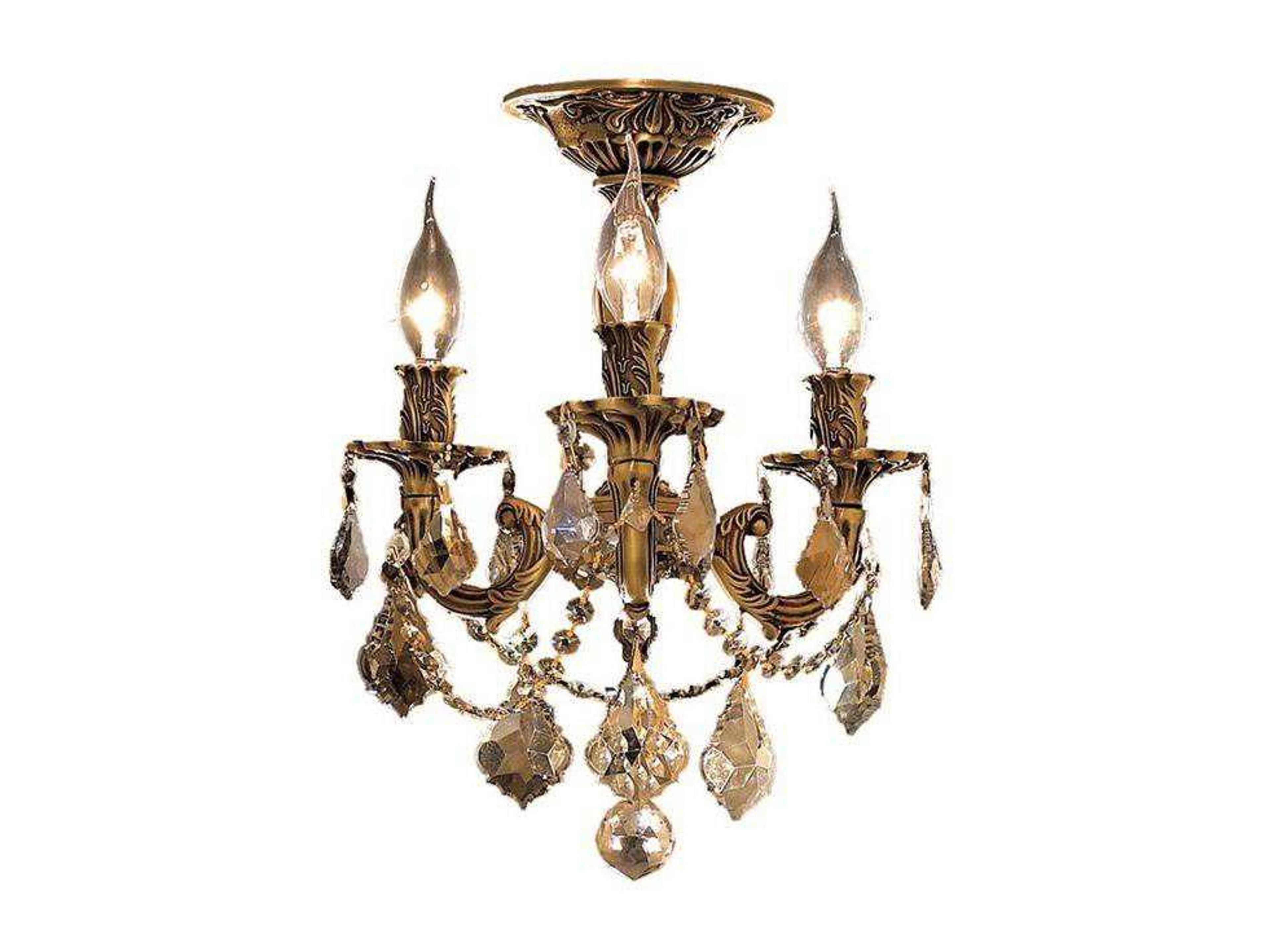 Rosalia French Gold Crystal Semi Flush Mount