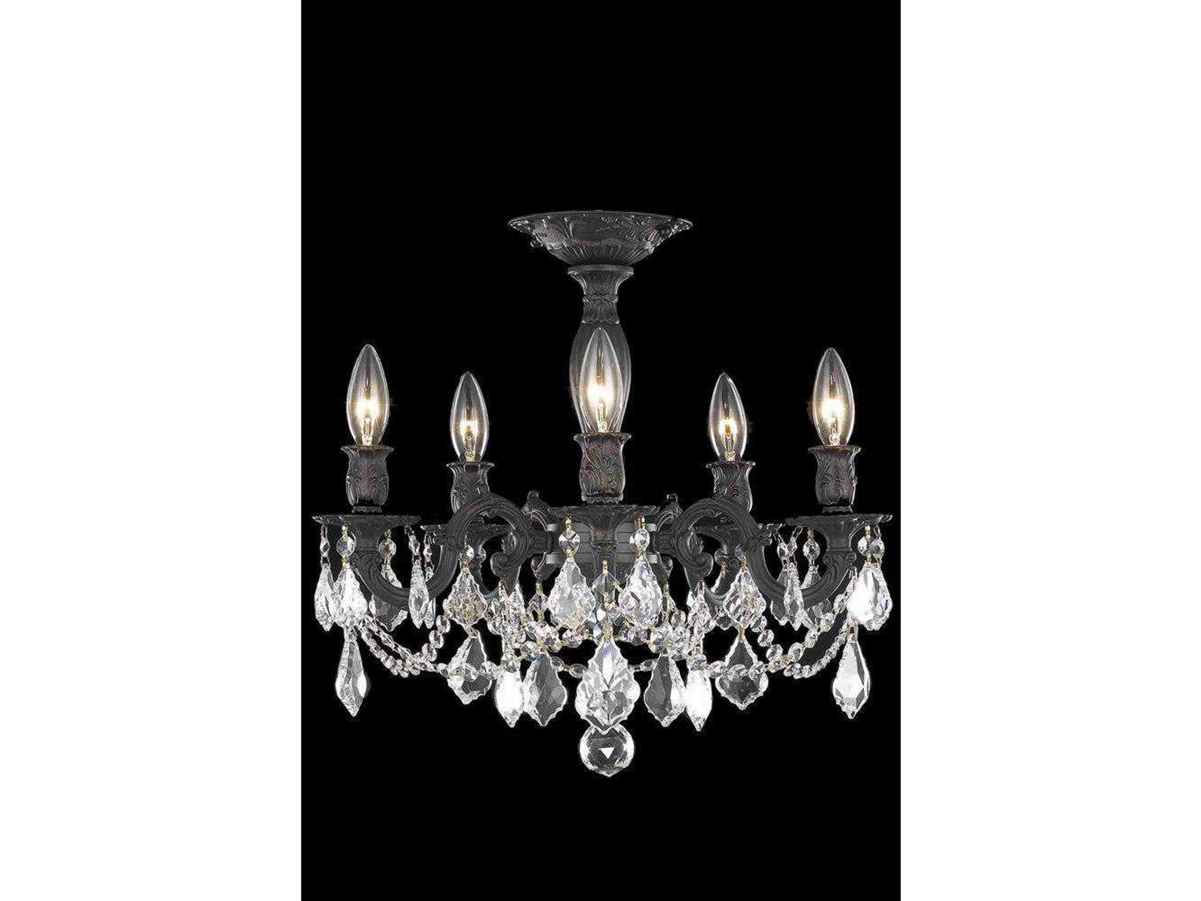 Rosalia Dark Bronze Clear Crystal Semi Flush Mount