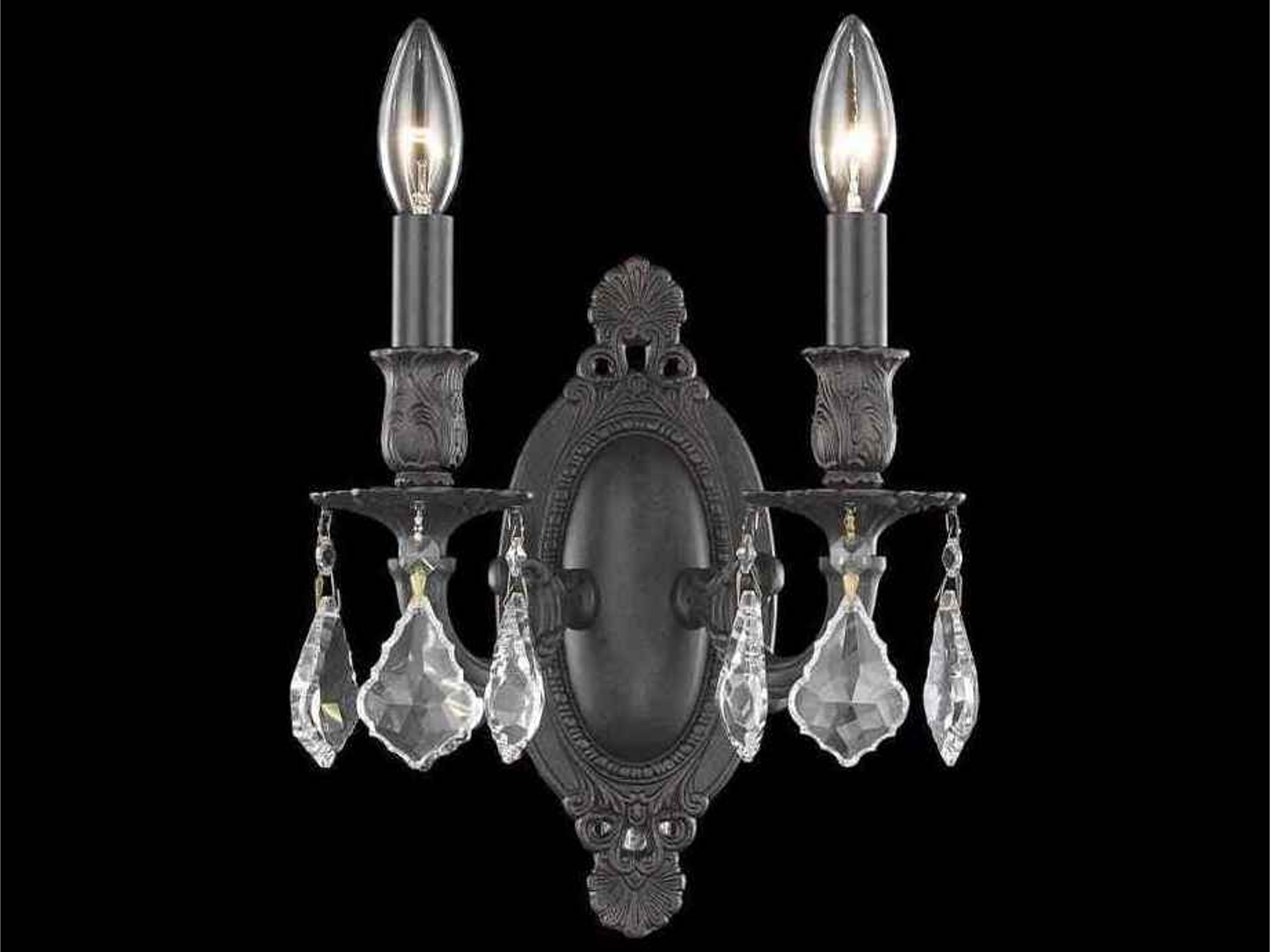 Rosalia Dark Bronze Clear Crystal Wall Sconce