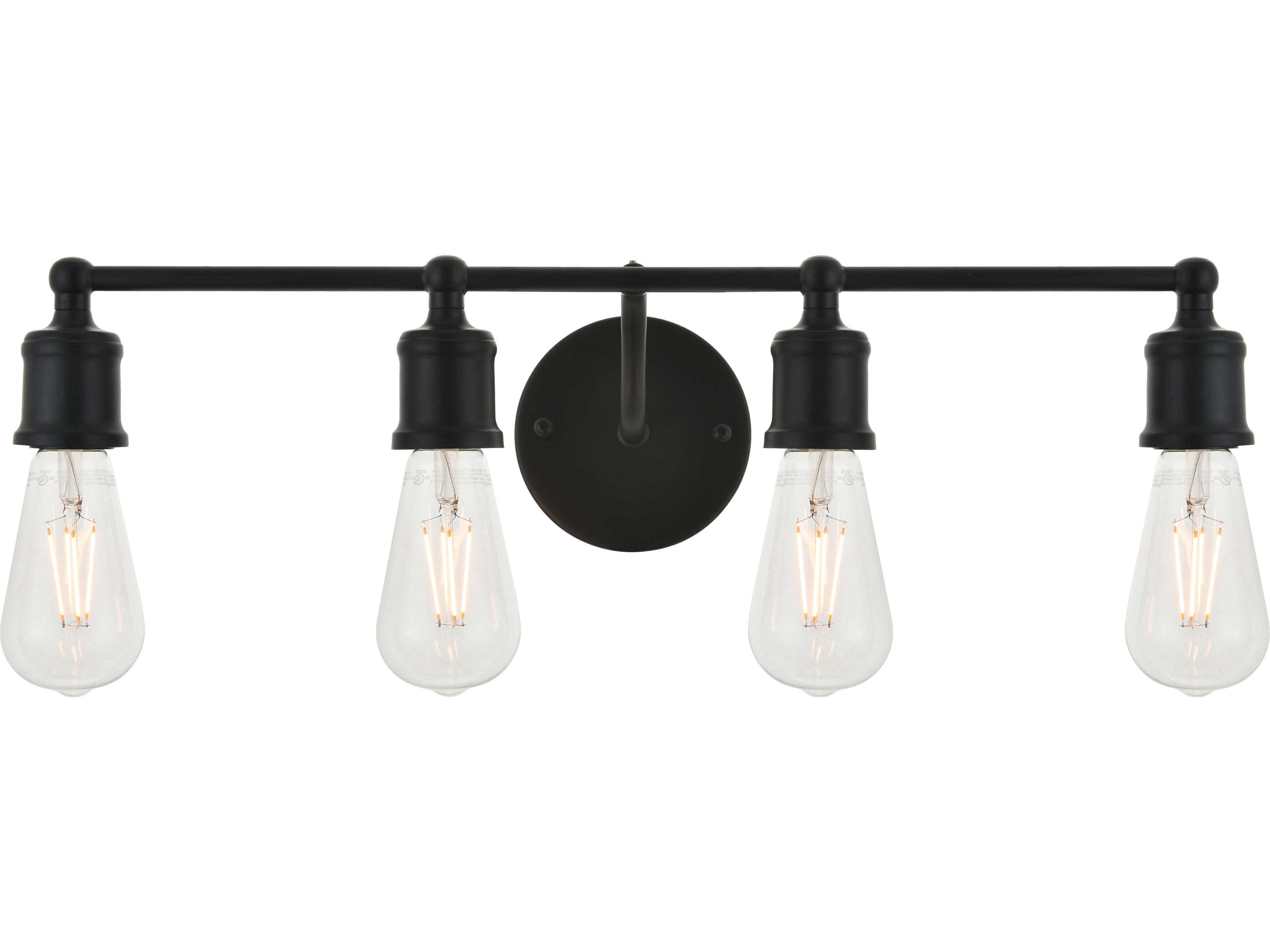 Elegant Lighting Serif 4-Light Black Vanity Light