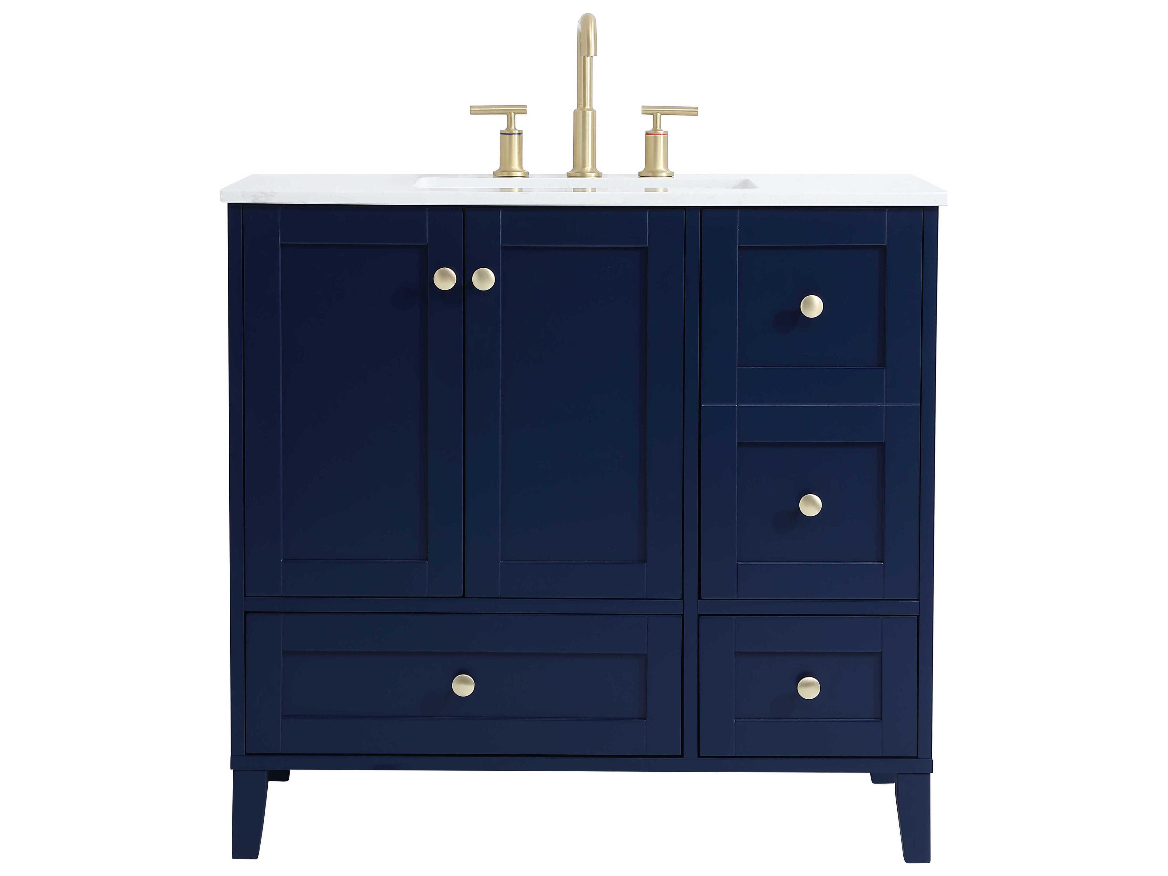 Sommerville 36 Inch Single Vanity in Blue with Gold Hardware