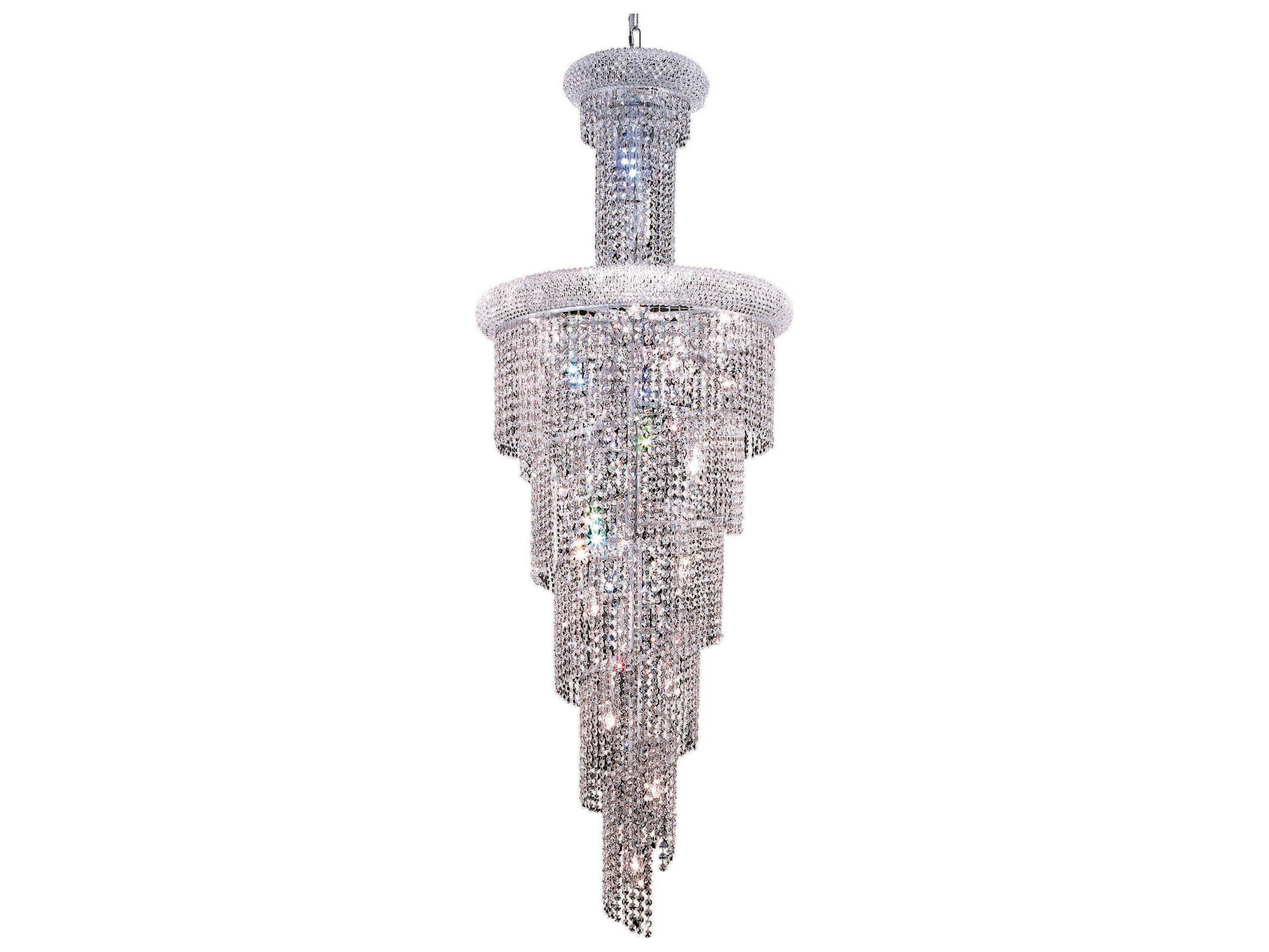 Spiral 22-Light Chrome Clear Crystal Tiered Chandelier