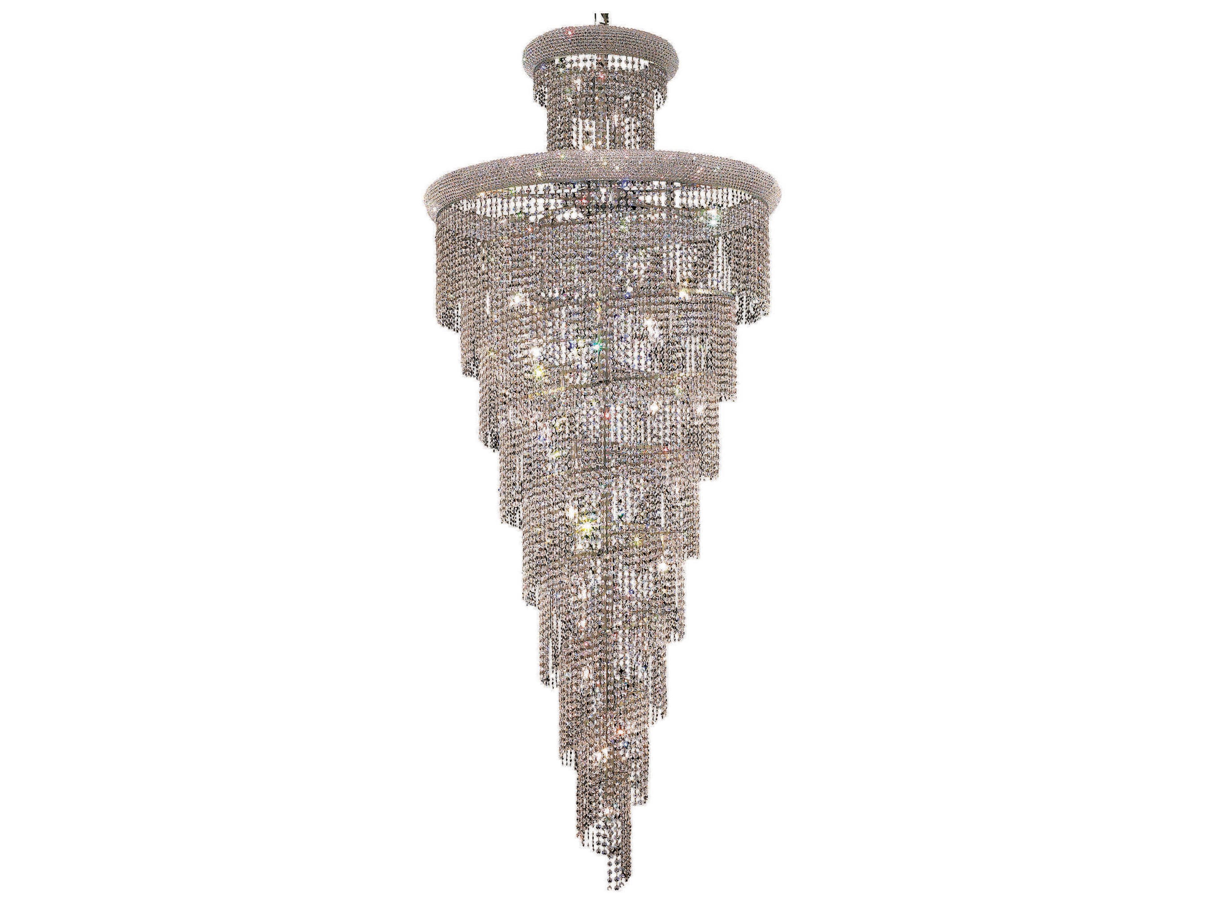 Spiral 32-Light Chrome Clear Crystal Tiered Chandelier