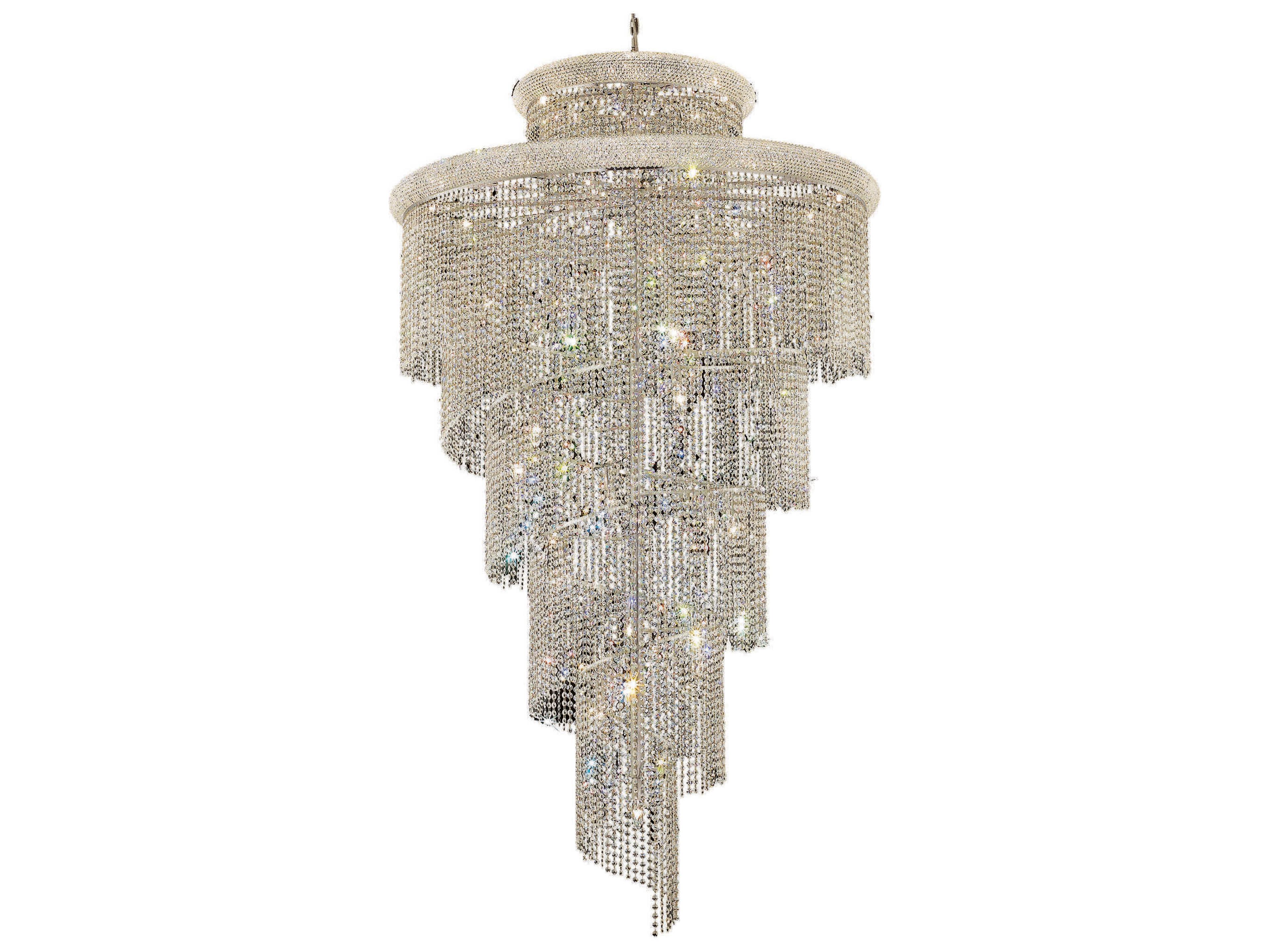 Spiral 41-Light Chrome Clear Crystal Tiered Chandelier