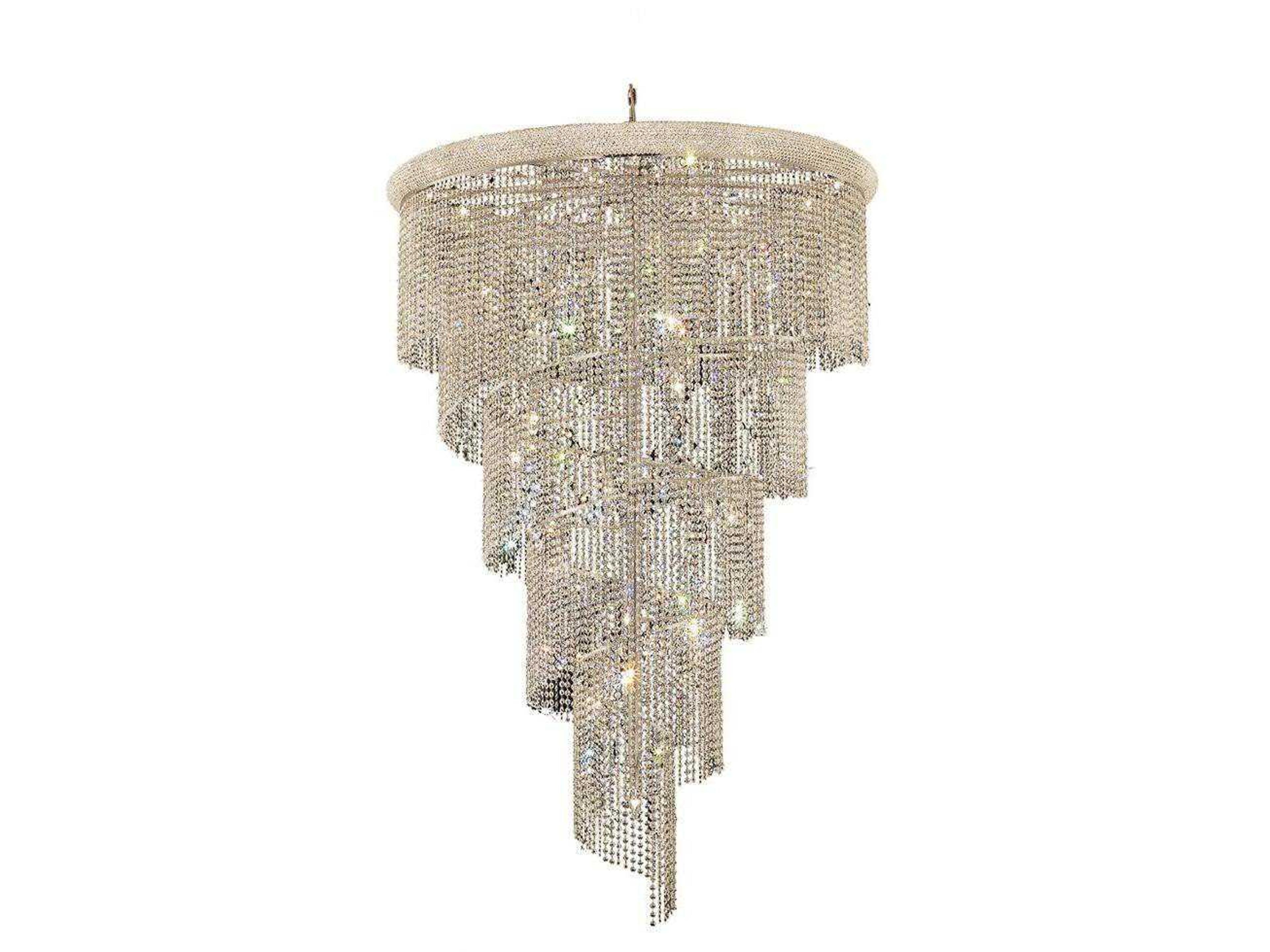 Spiral 29-Light Chrome Clear Crystal Chandelier