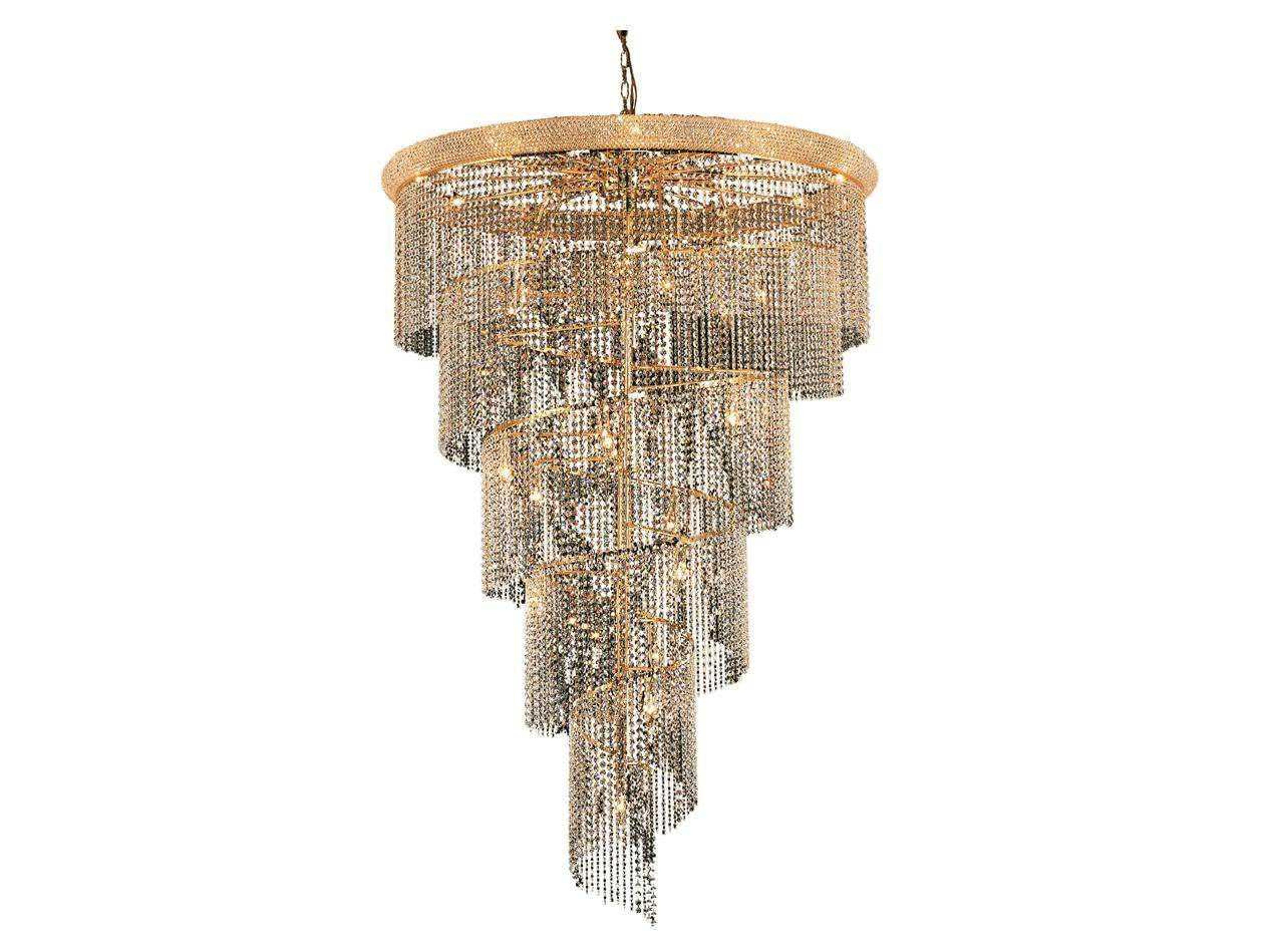 Spiral 29-Light Gold Clear Crystal Chandelier
