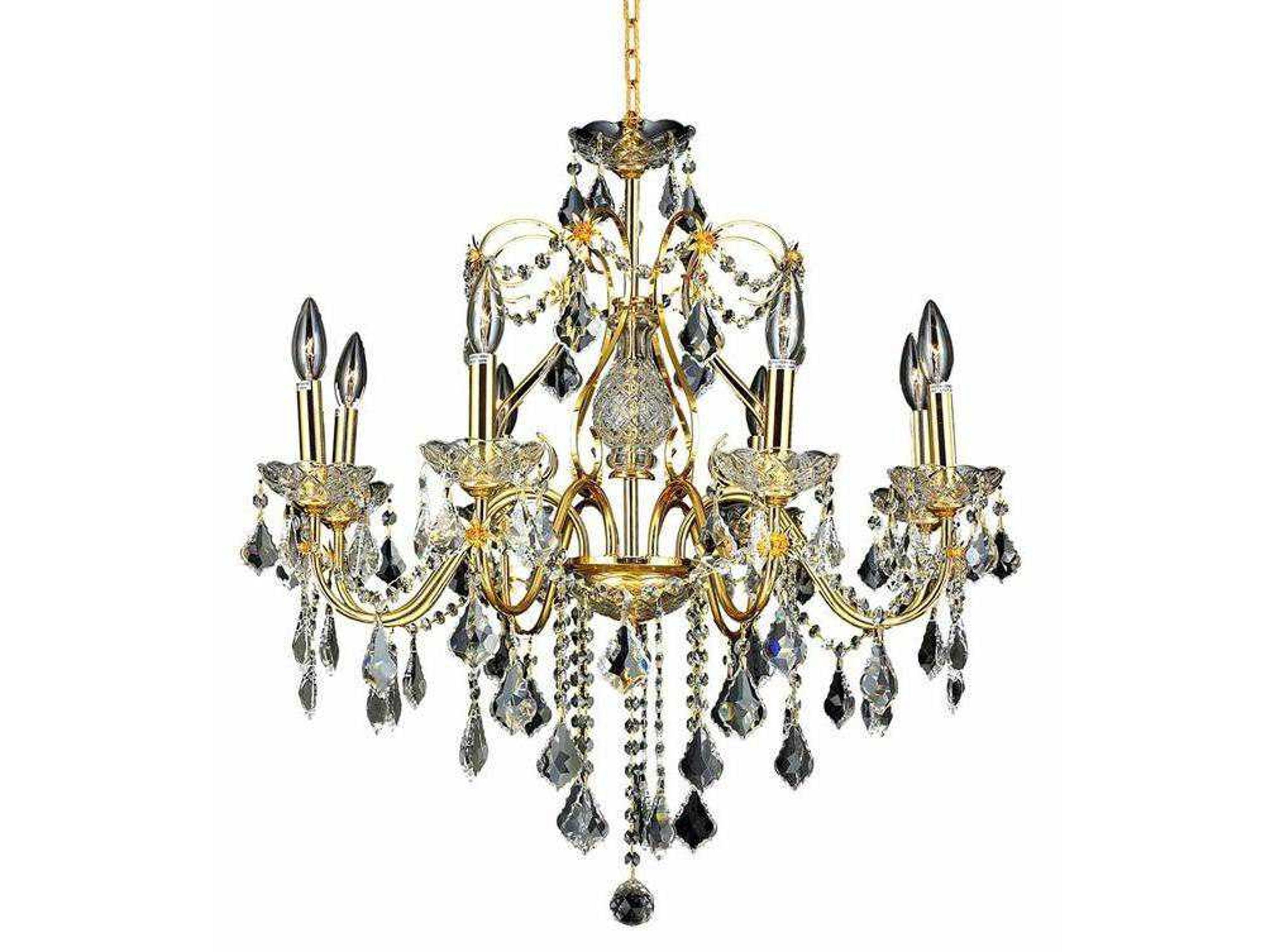 St. Francis 8-Light Gold Clear Crystal Candelabra Chandelier
