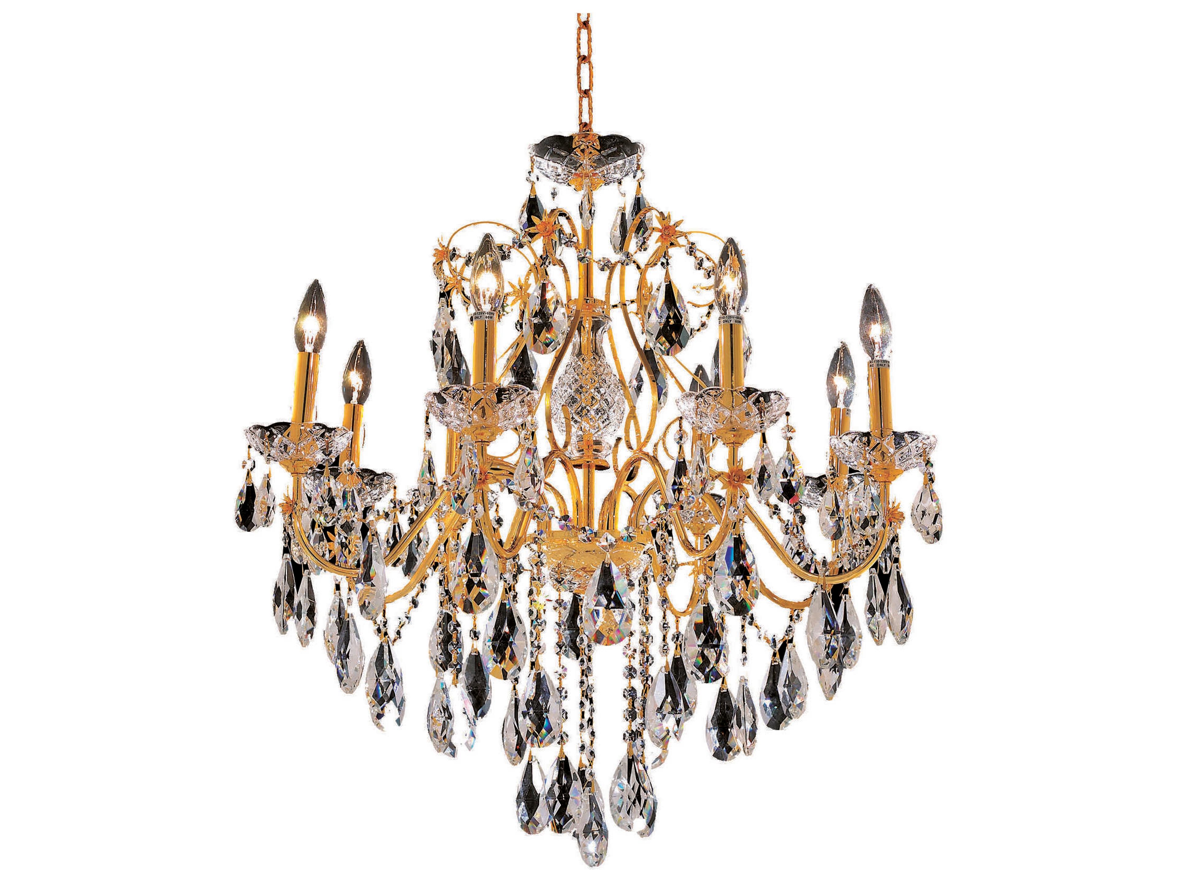 St. Francis 8-Light Gold Clear Crystal Candelabra Chandelier