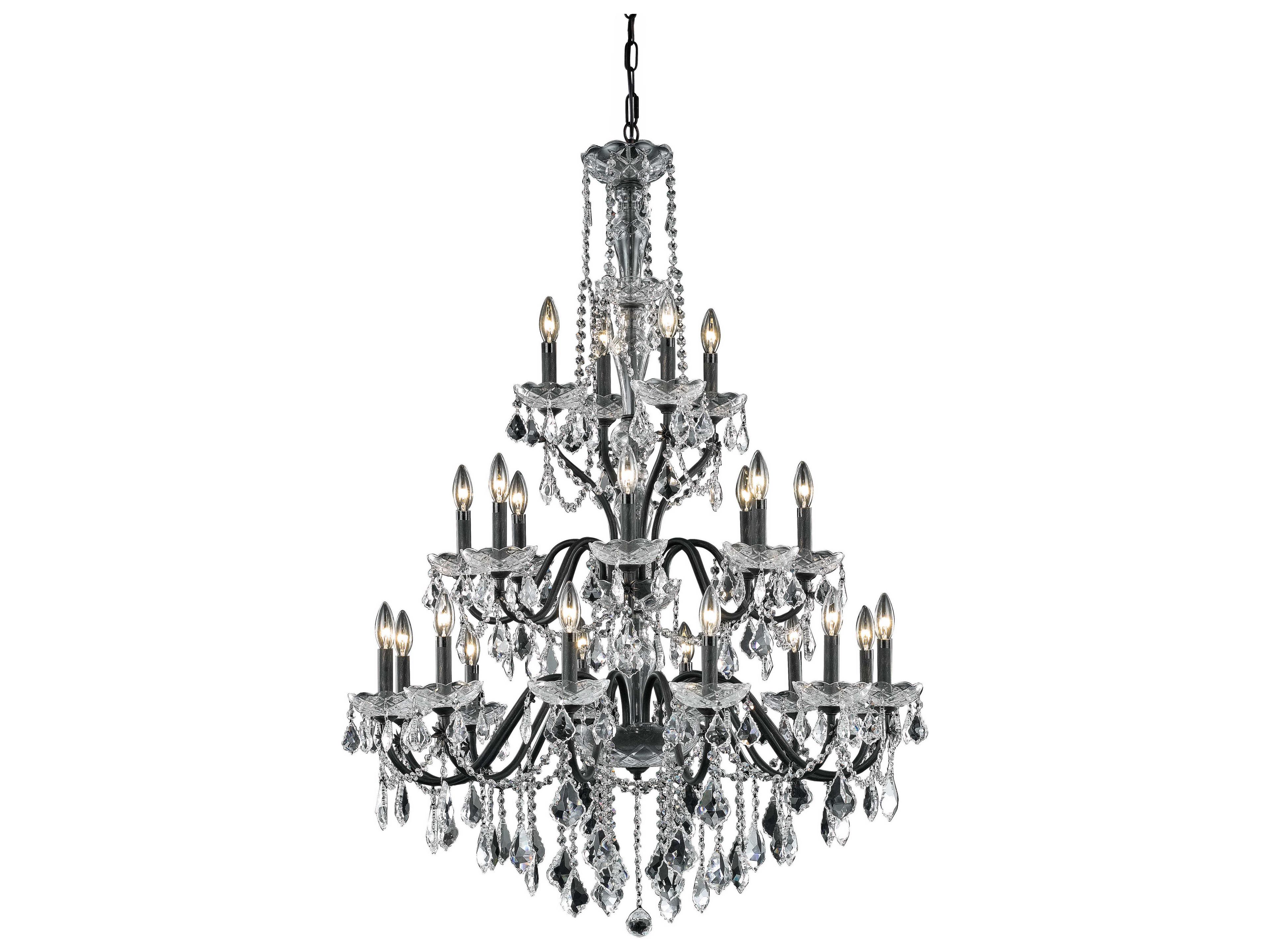 St. Francis 24-Light Dark Bronze Clear Crystal Candelabra Tiered Chandelier