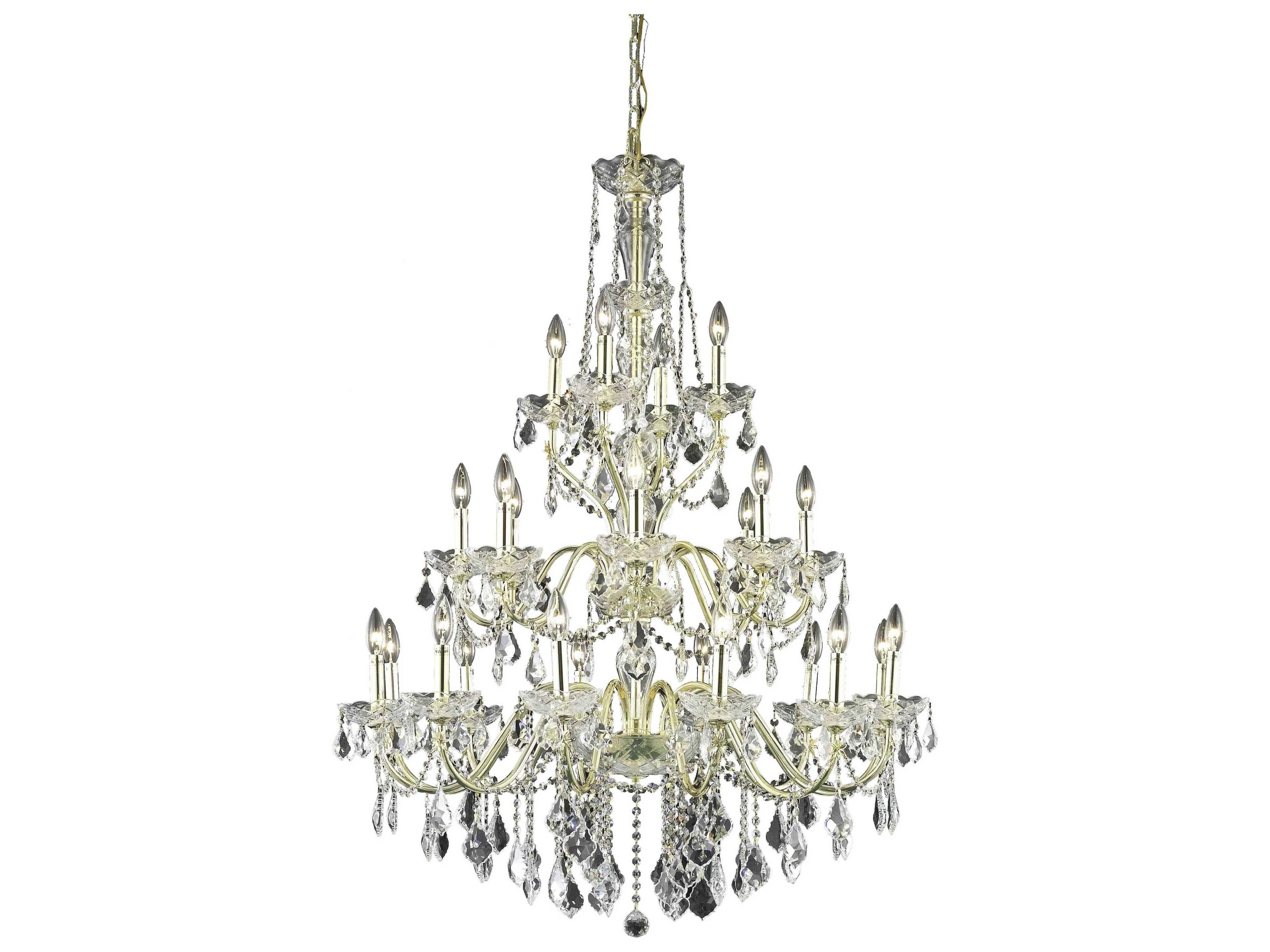 St. Francis 24-Light Gold Clear Crystal Candelabra Chandelier