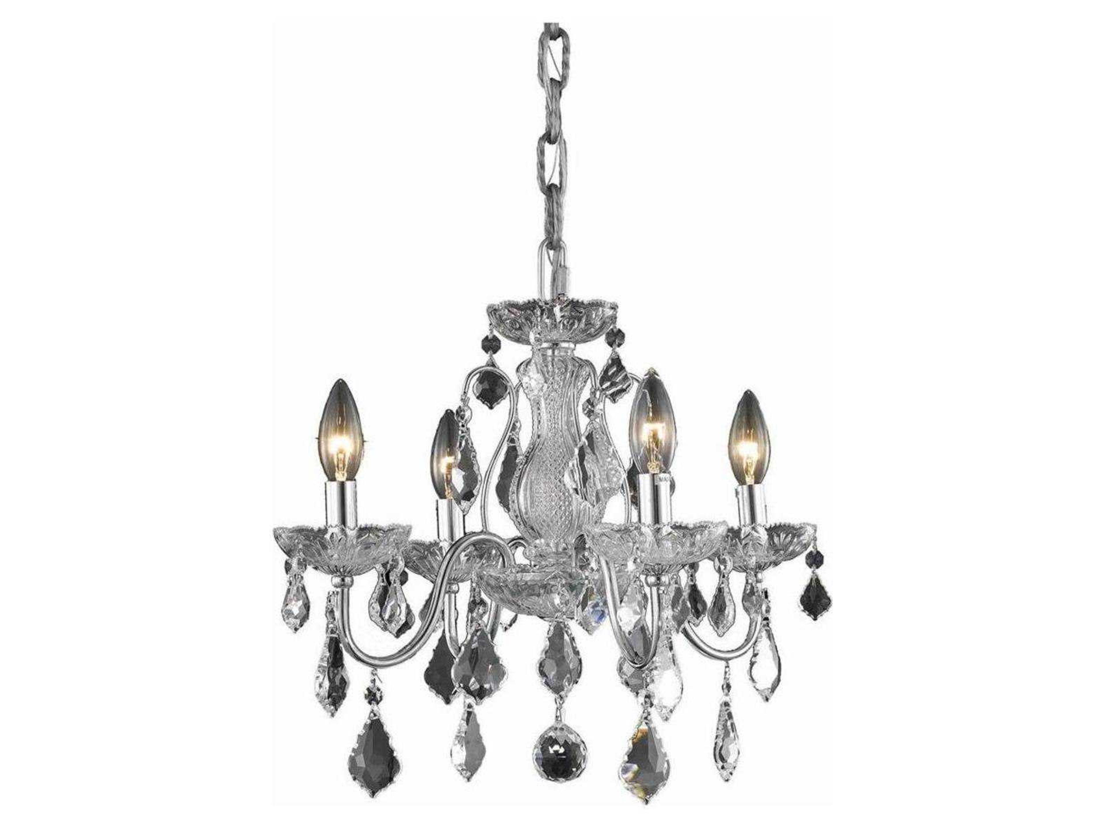 St. Francis 4-Light Chrome Clear Crystal Candelabra Chandelier