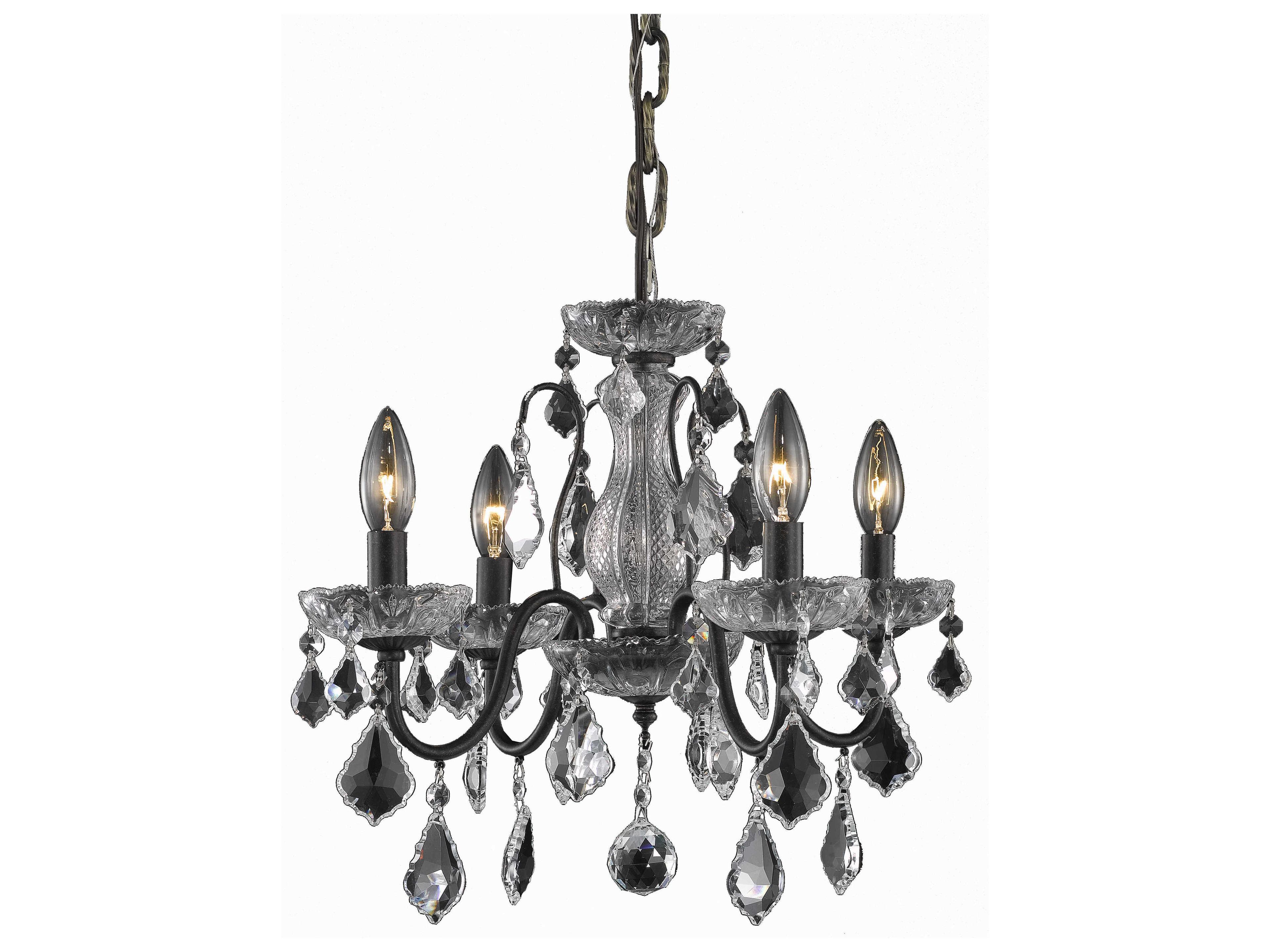 St. Francis 4-Light Dark Bronze Clear Crystal Candelabra Chandelier