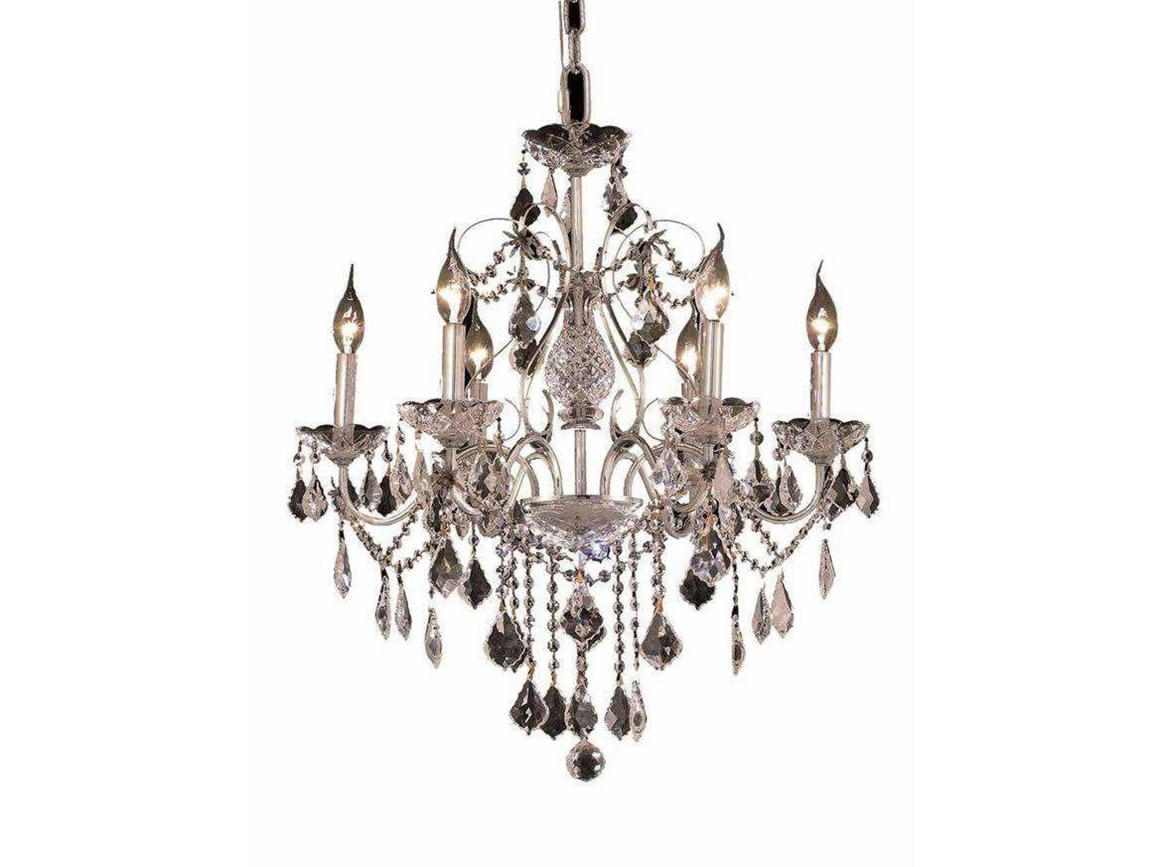 St. Francis 6-Light Chrome Clear Crystal Candelabra Chandelier