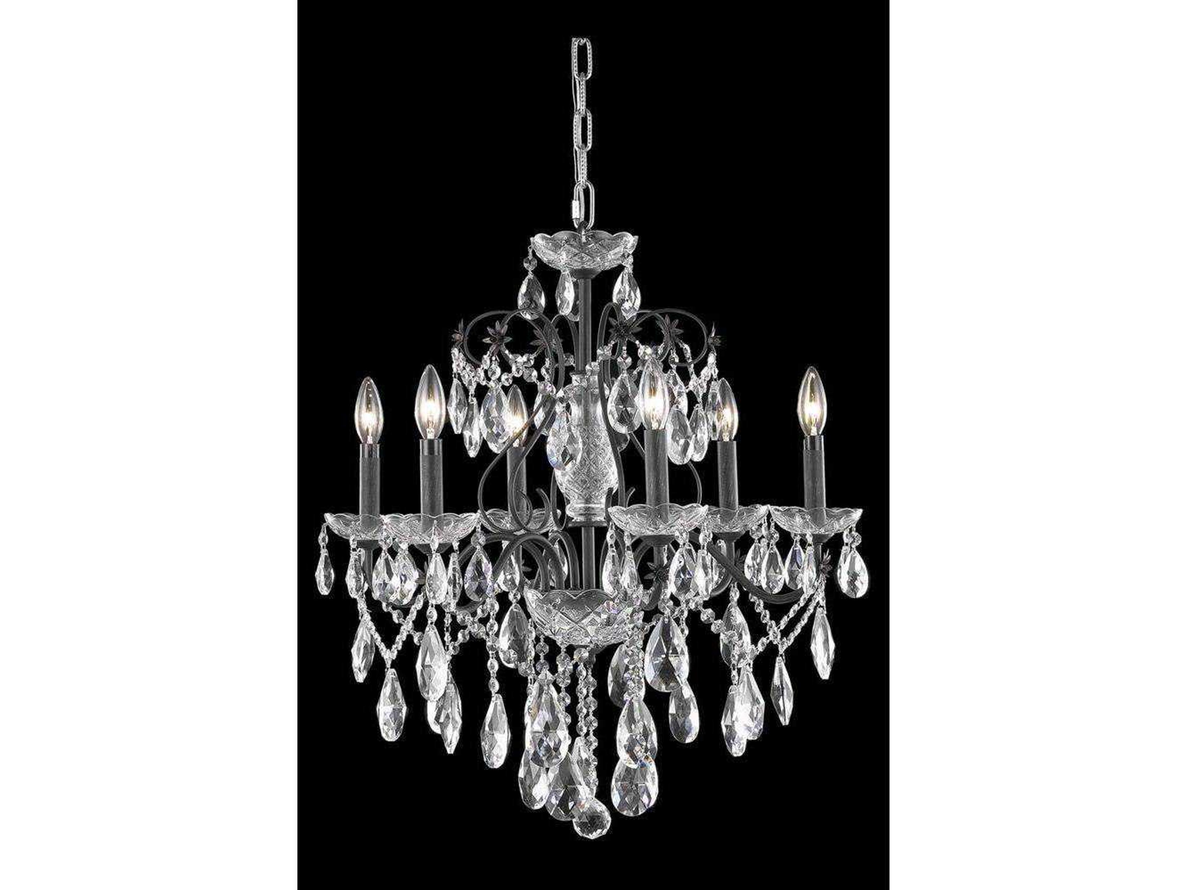St. Francis 6-Light Dark Bronze Clear Crystal Candelabra Chandelier