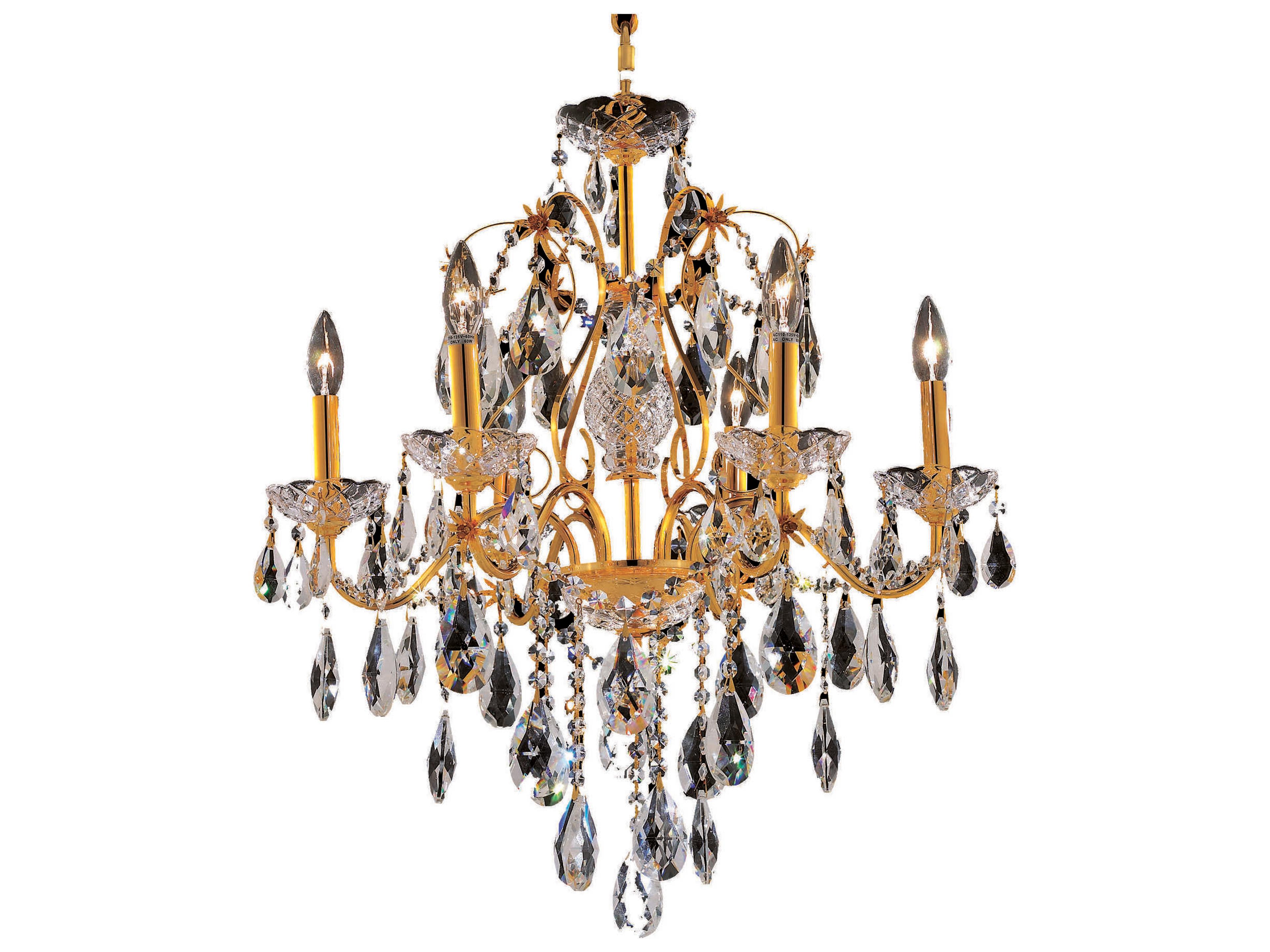 St. Francis 6-Light Gold Clear Crystal Candelabra Chandelier