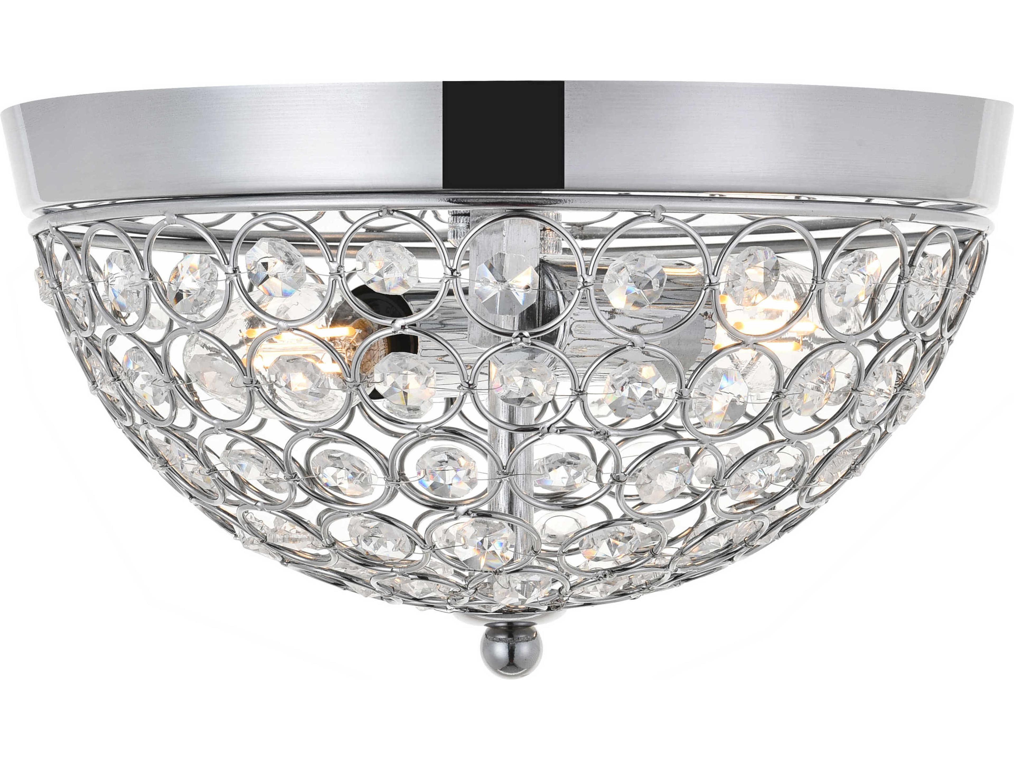 Taye 2-Light Chrome Crystal Bowl Flush Mount
