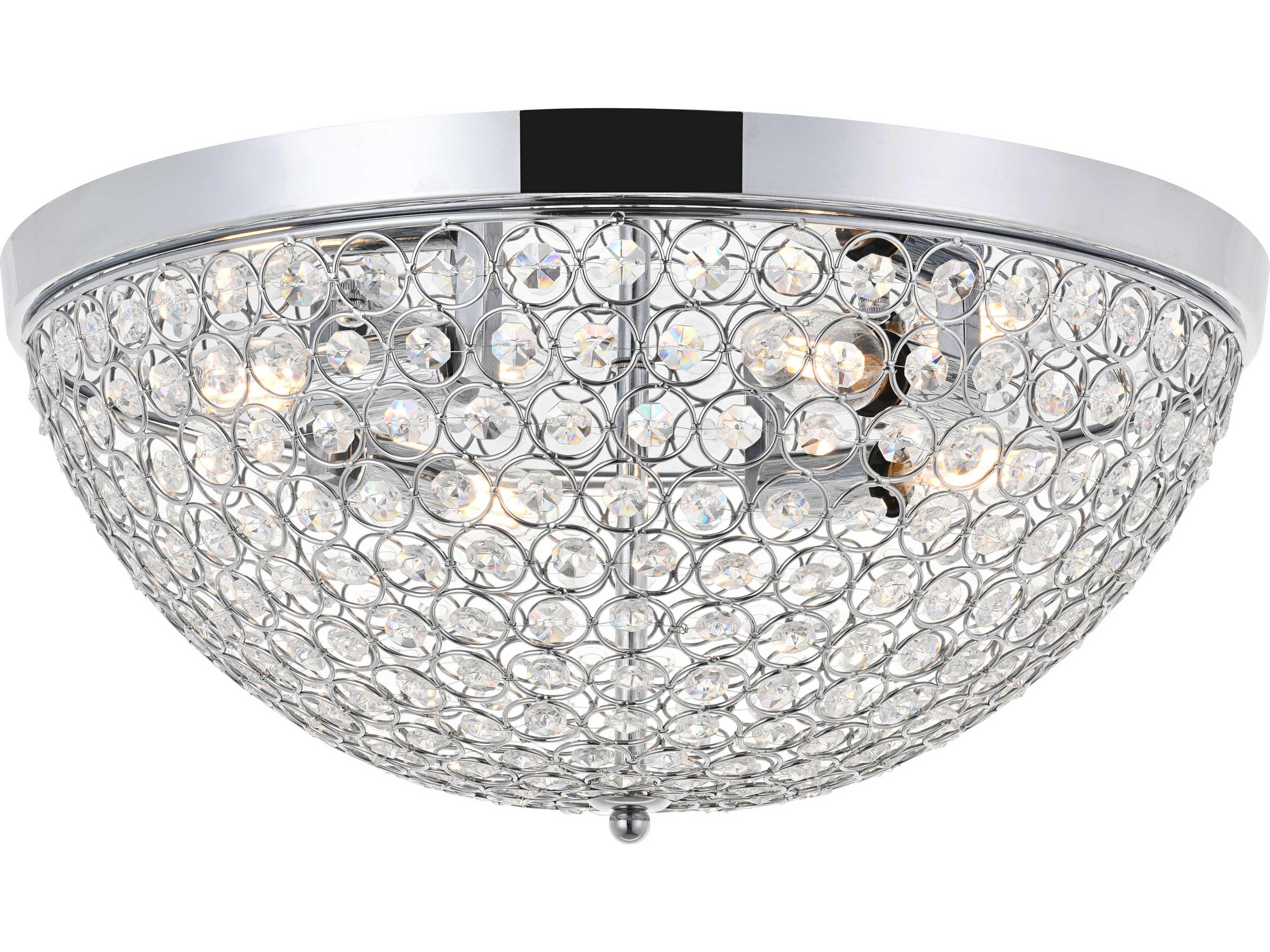 Taye 4-Light Chrome Crystal Bowl Flush Mount