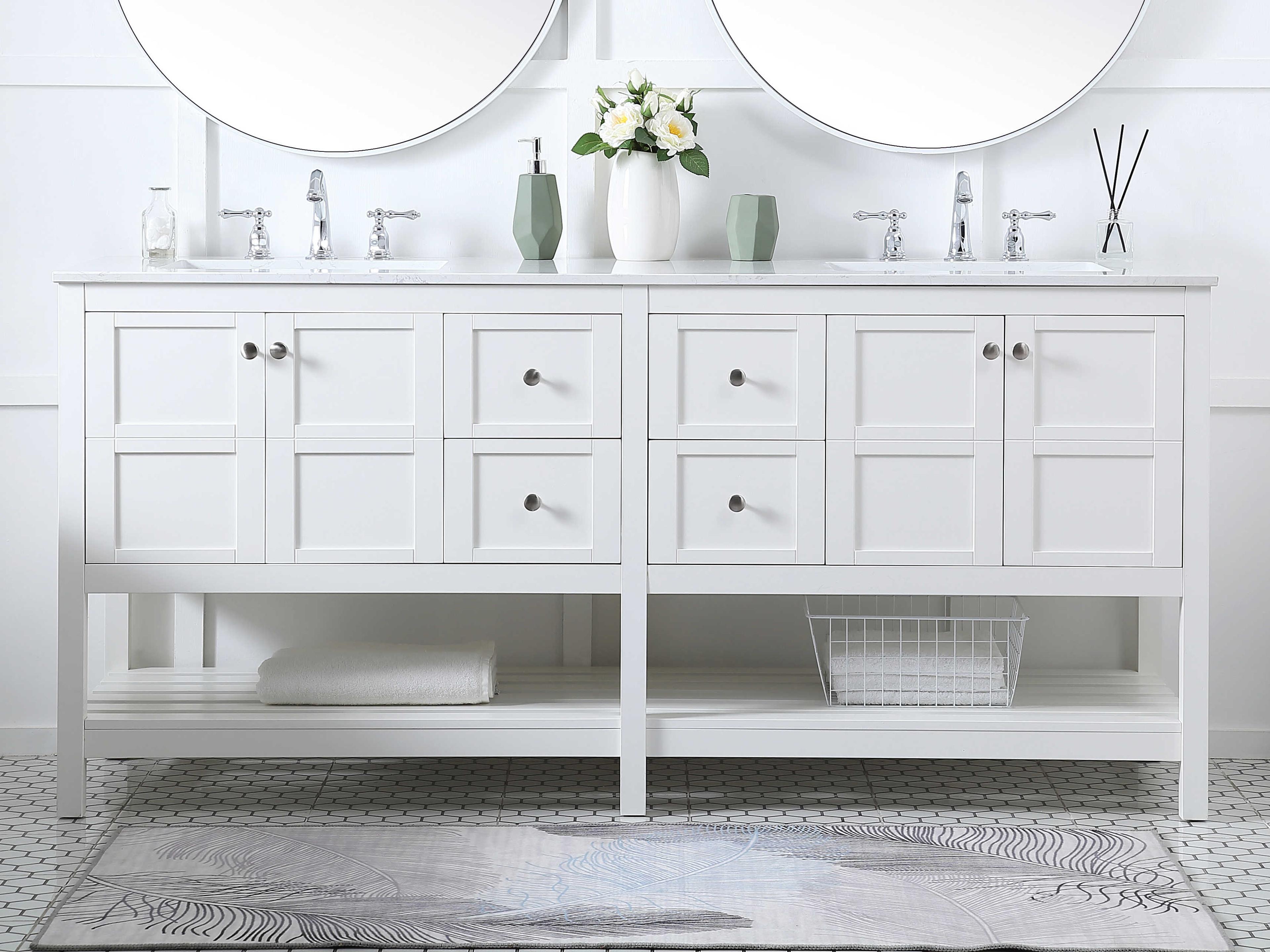 Elegant Lighting Theo White 72" Vanity