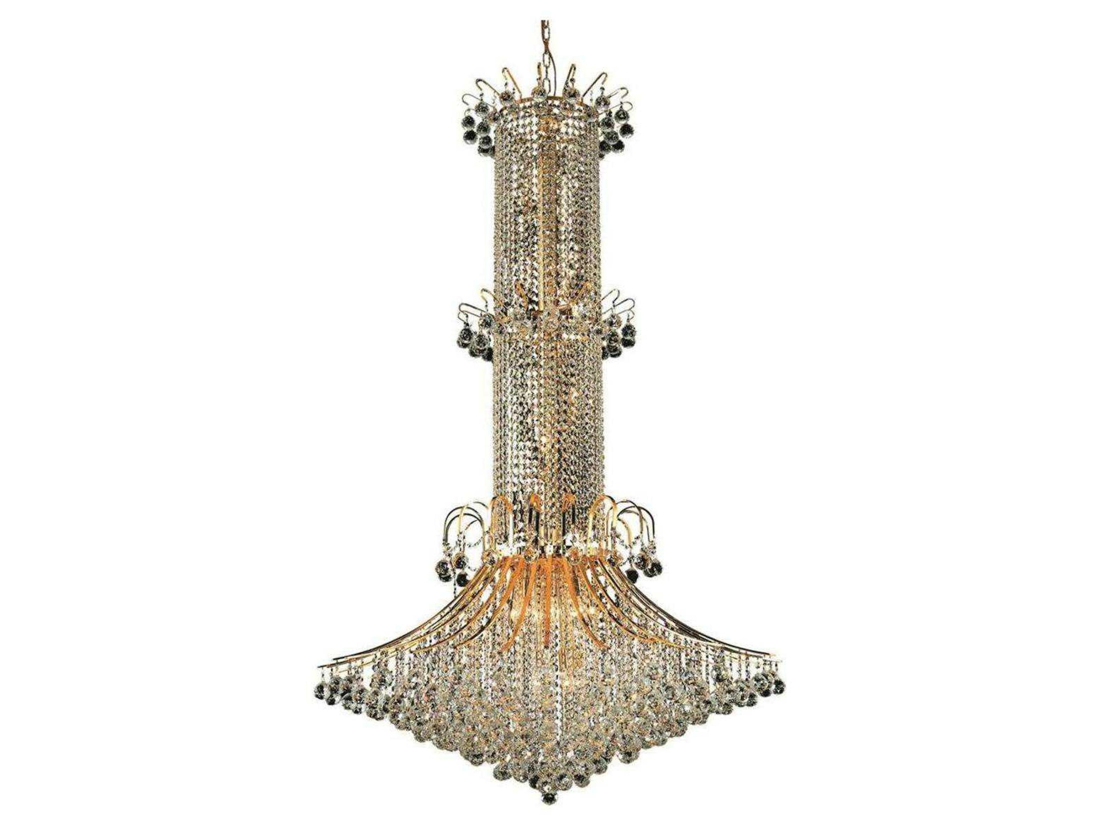 Toureg 20-Light Gold Clear Crystal Empire Tiered Chandelier