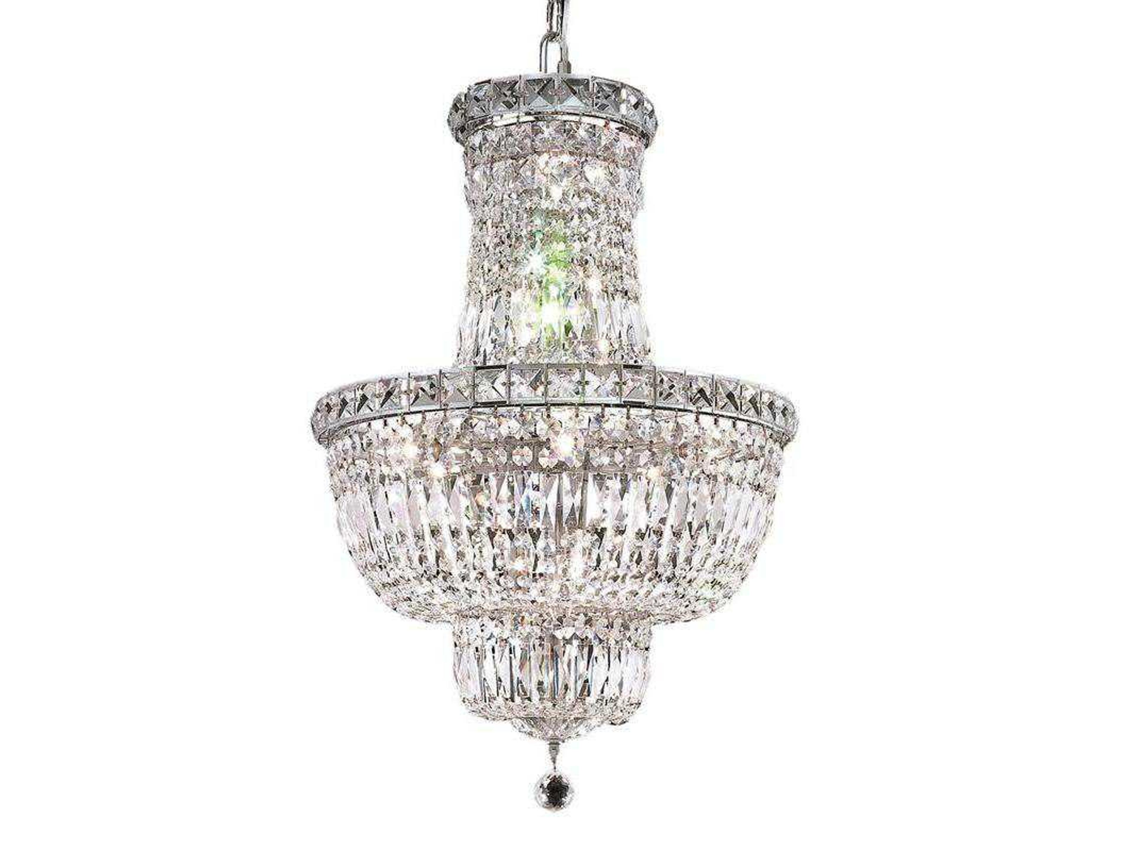 Tranquil 12-Light Chrome Clear Crystal Empire Tiered Chandelier