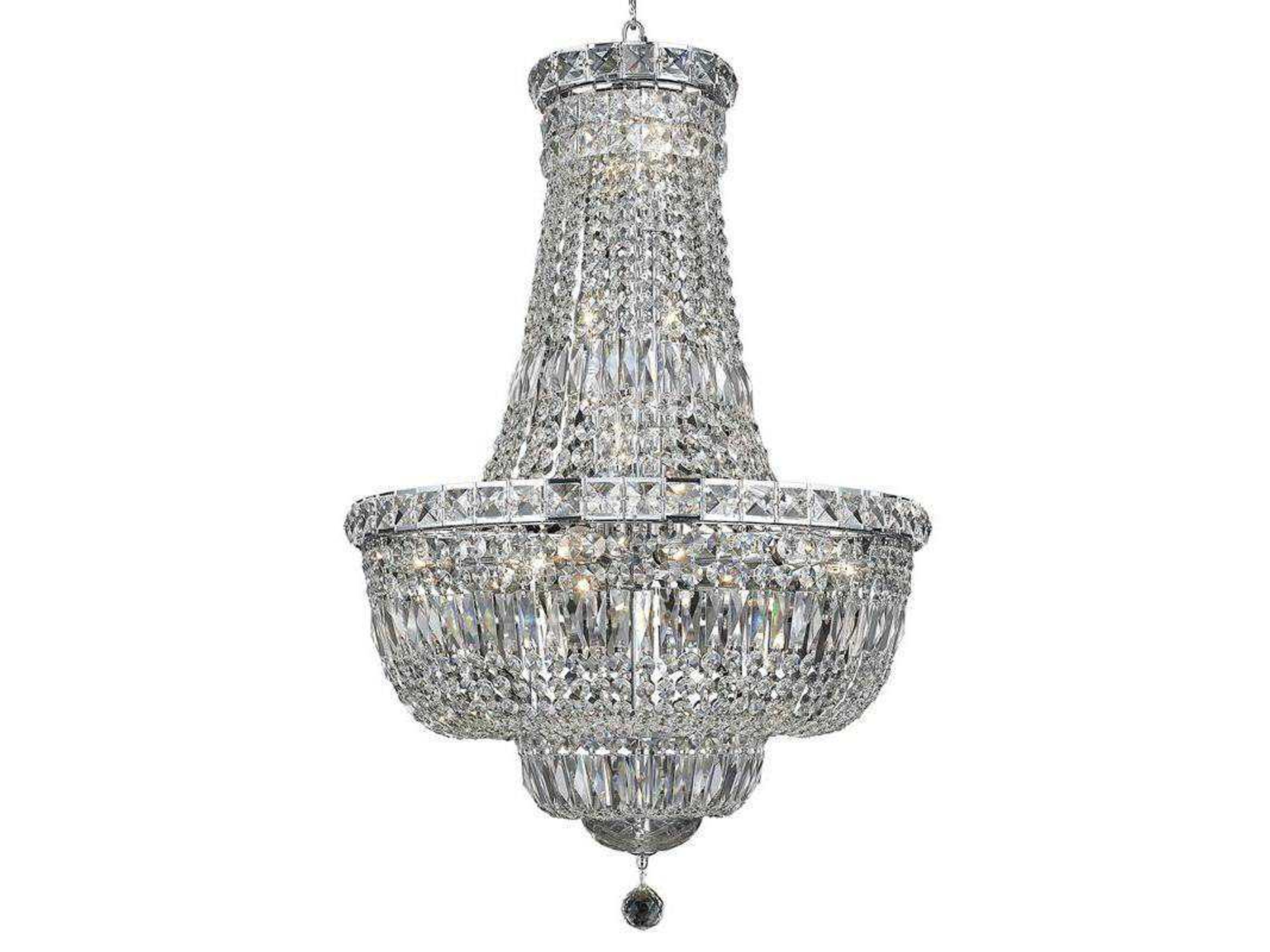 Elegant Lighting Tranquil 22-Light Chrome Clear Crystal Empire Tiered Chandelier