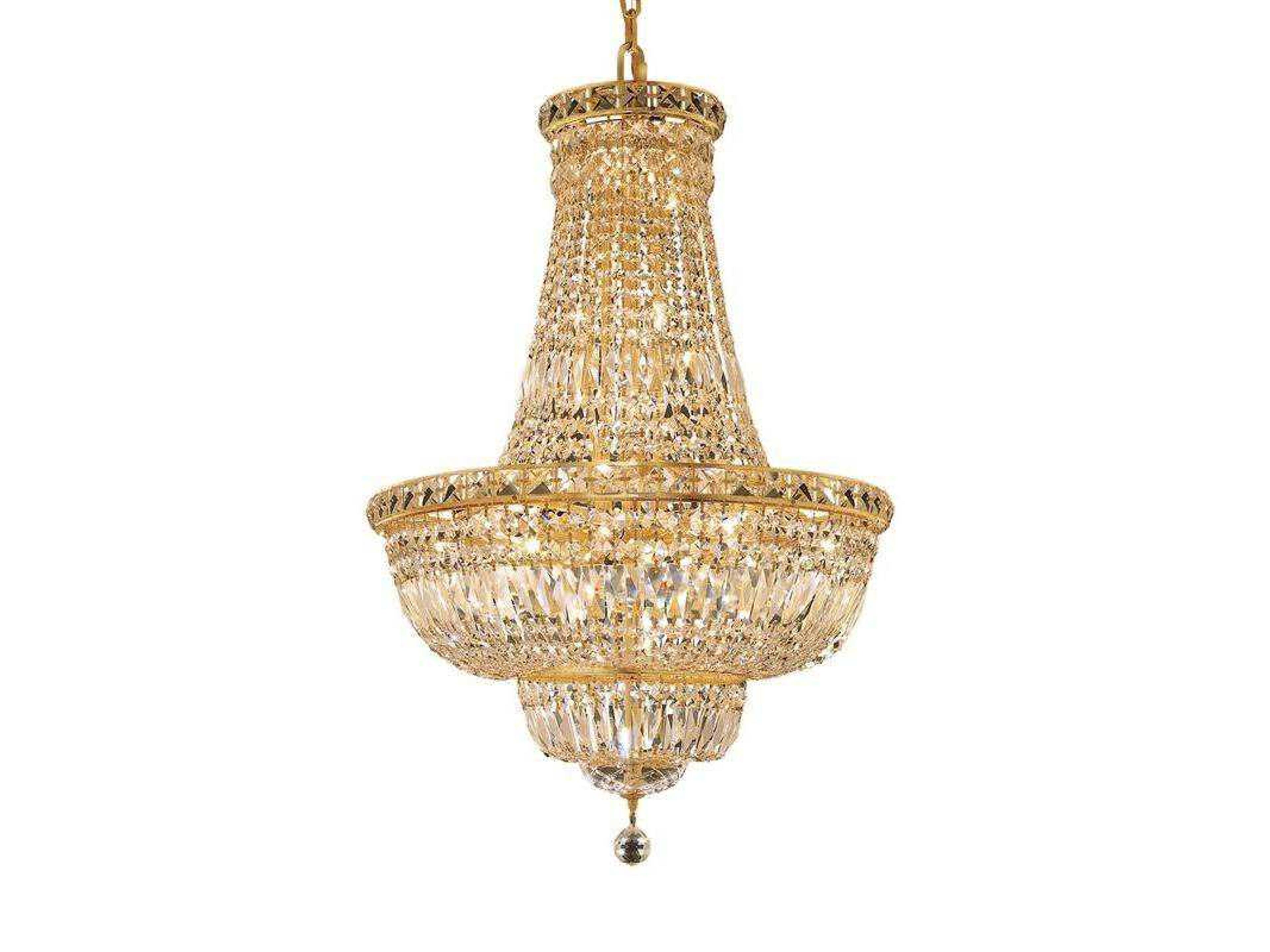 Tranquil 22-Light Gold Clear Crystal Empire Tiered Chandelier