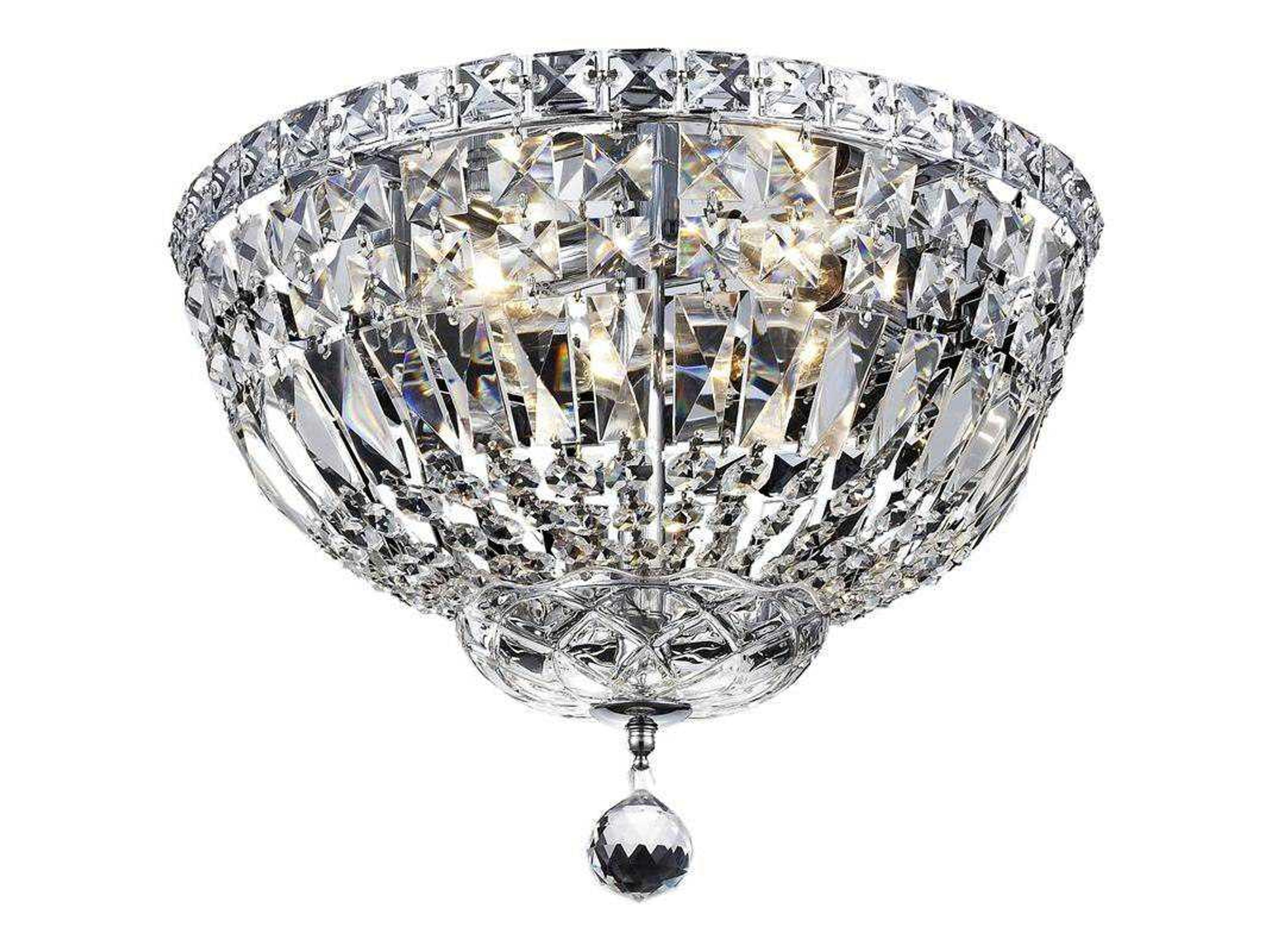 Tranquil Chrome Clear Crystal Bowl Flush Mount