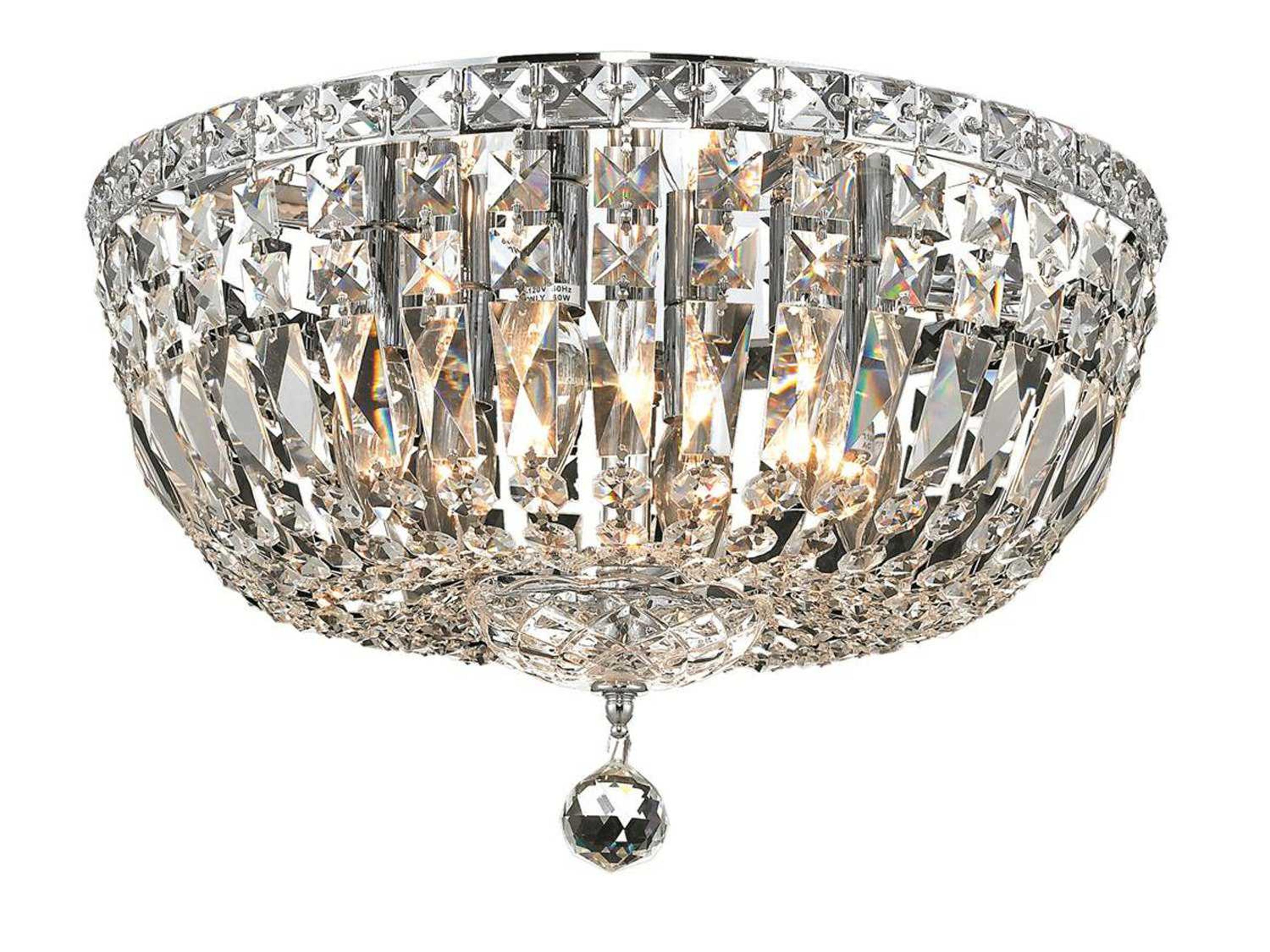 Tranquil Chrome Clear Crystal Bowl Flush Mount