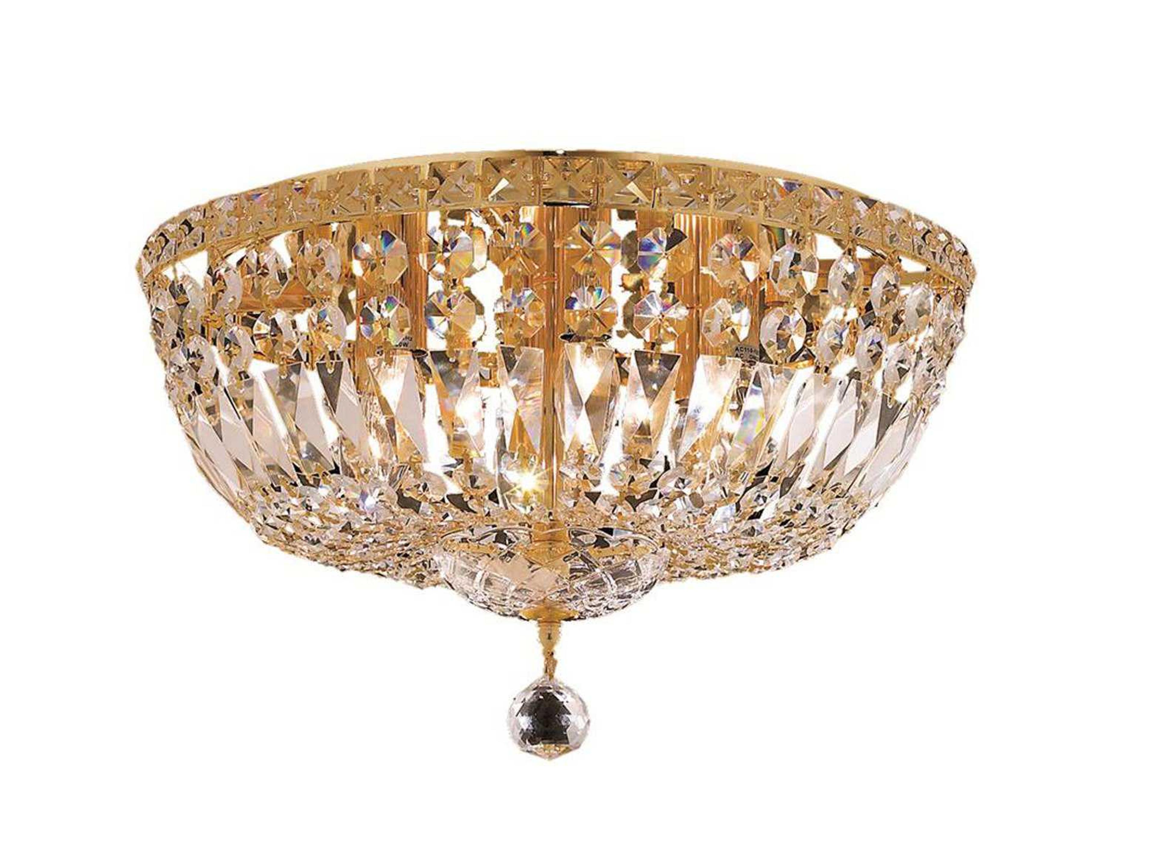 Tranquil Gold Clear Crystal Bowl Flush Mount