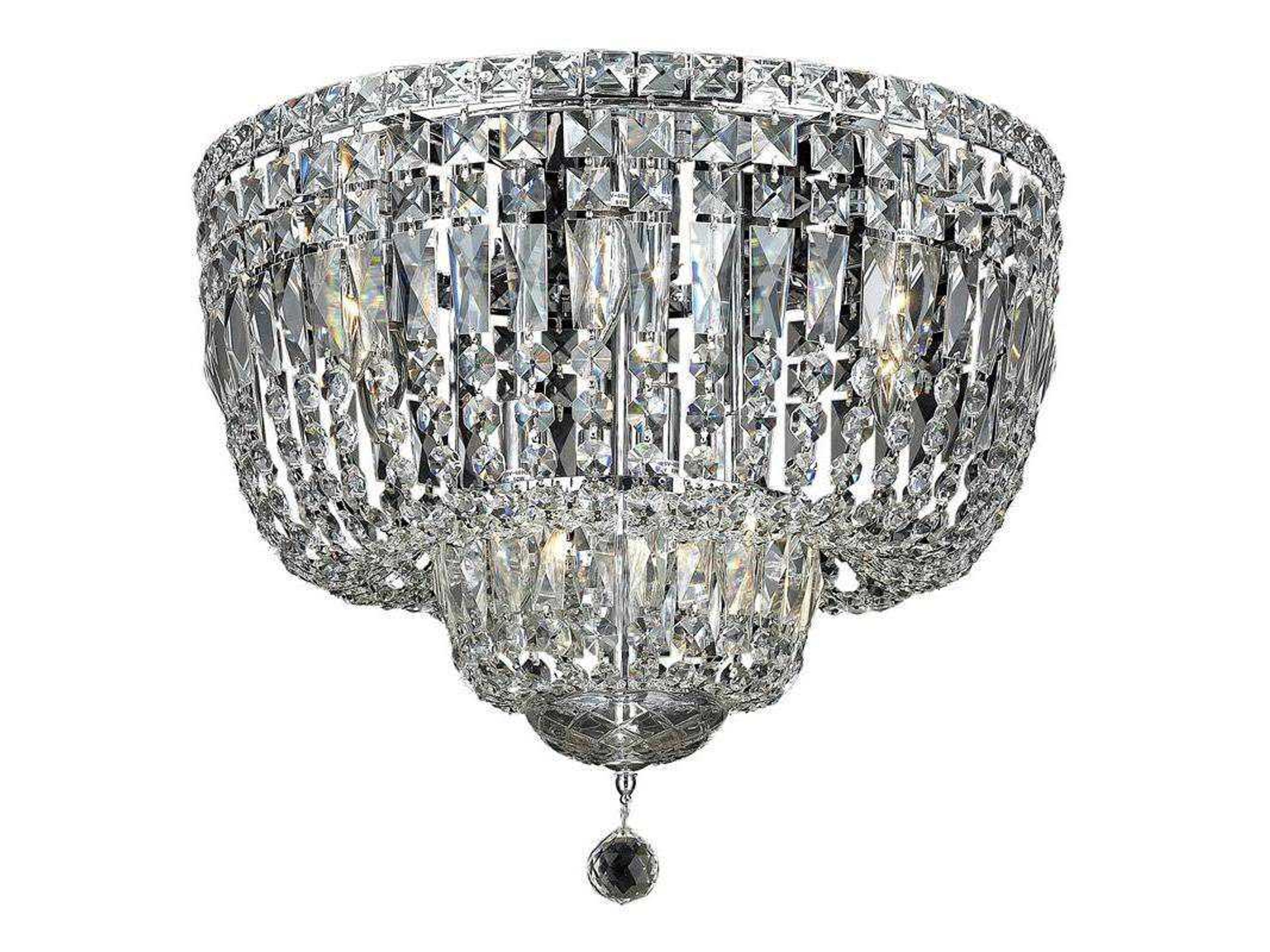 Tranquil Chrome Clear Crystal Bowl Tiered Flush Mount