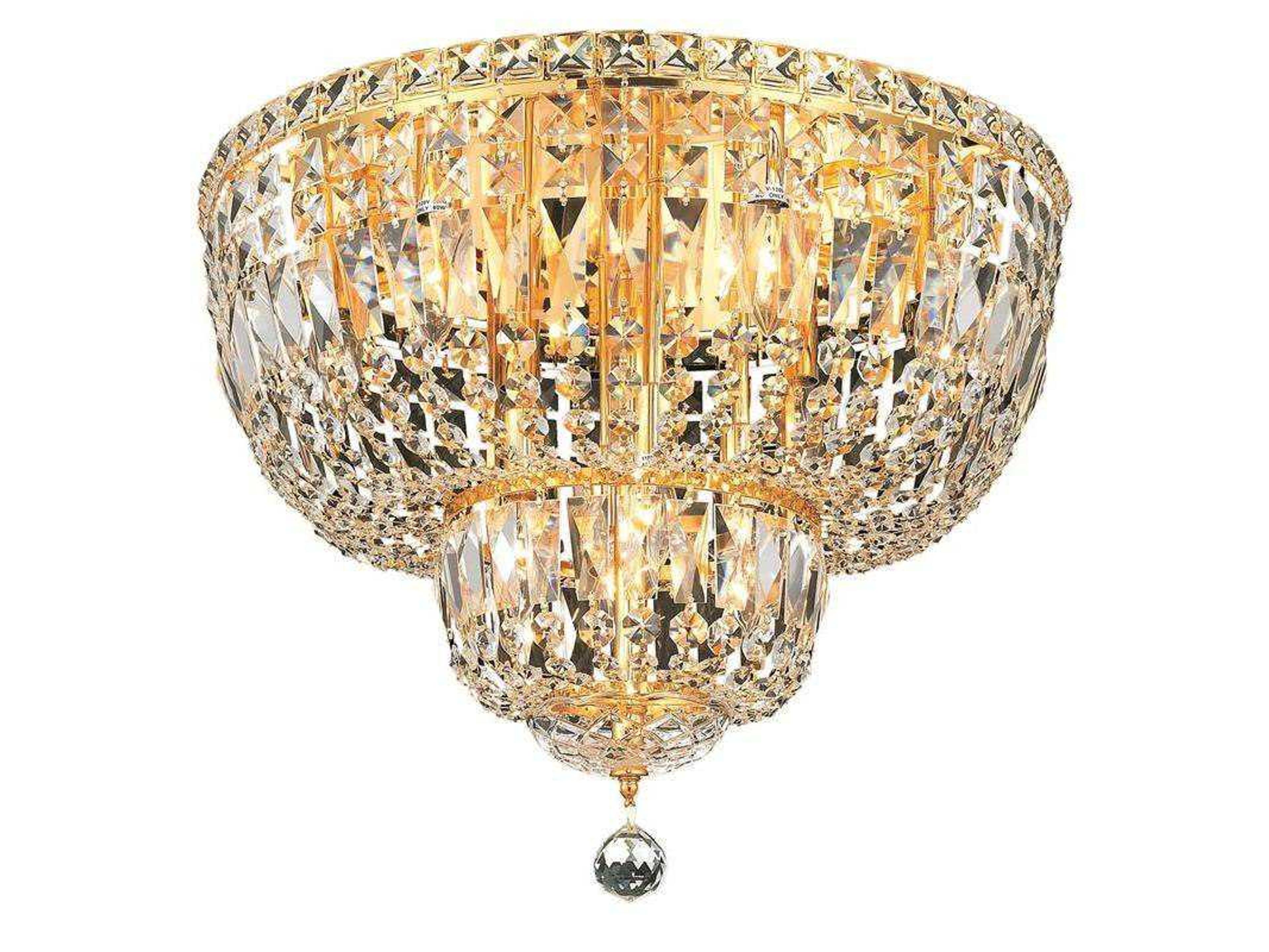 Tranquil Gold Clear Crystal Flush Mount