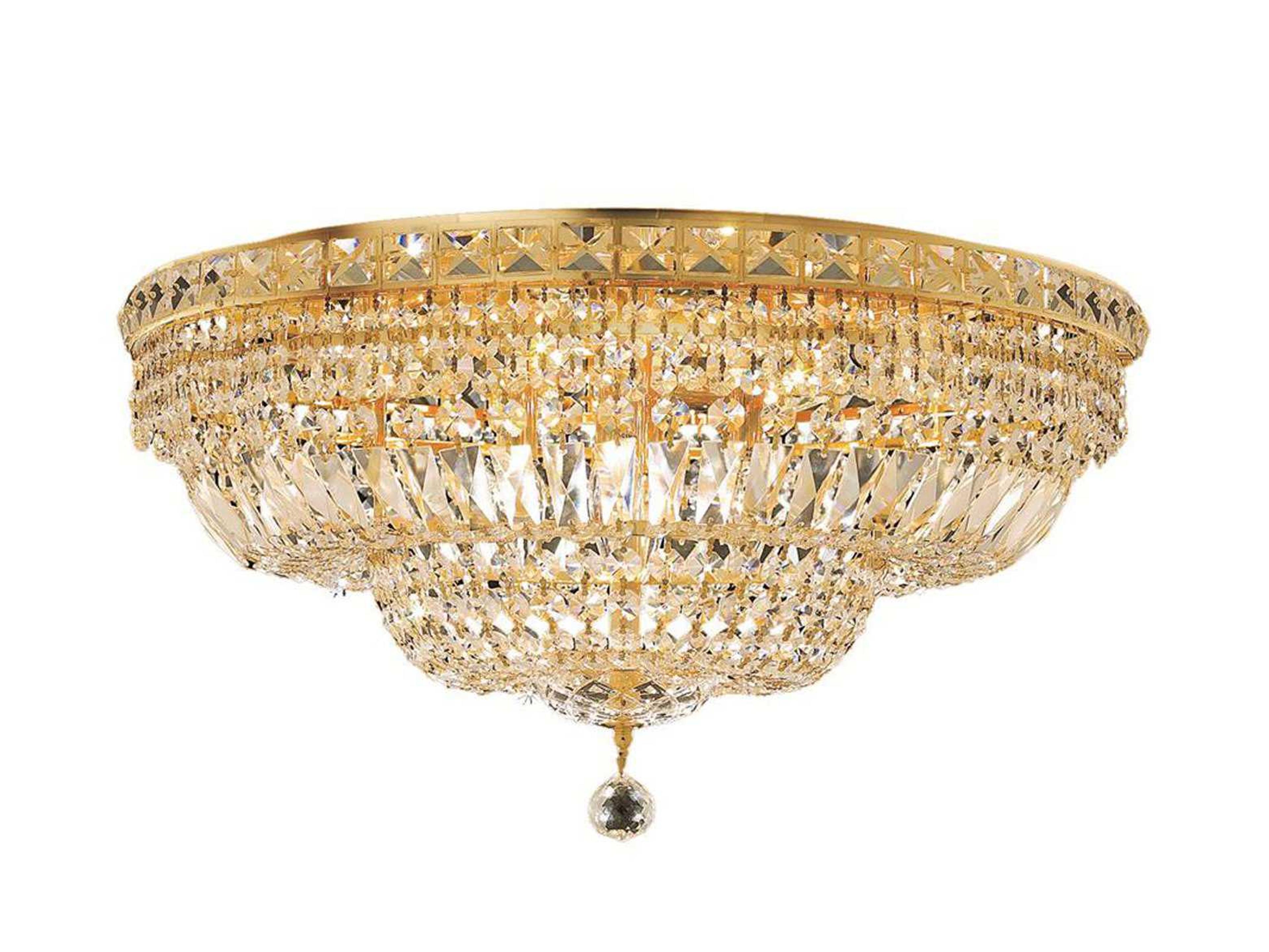 Tranquil Gold Clear Crystal Bowl Tiered Flush Mount