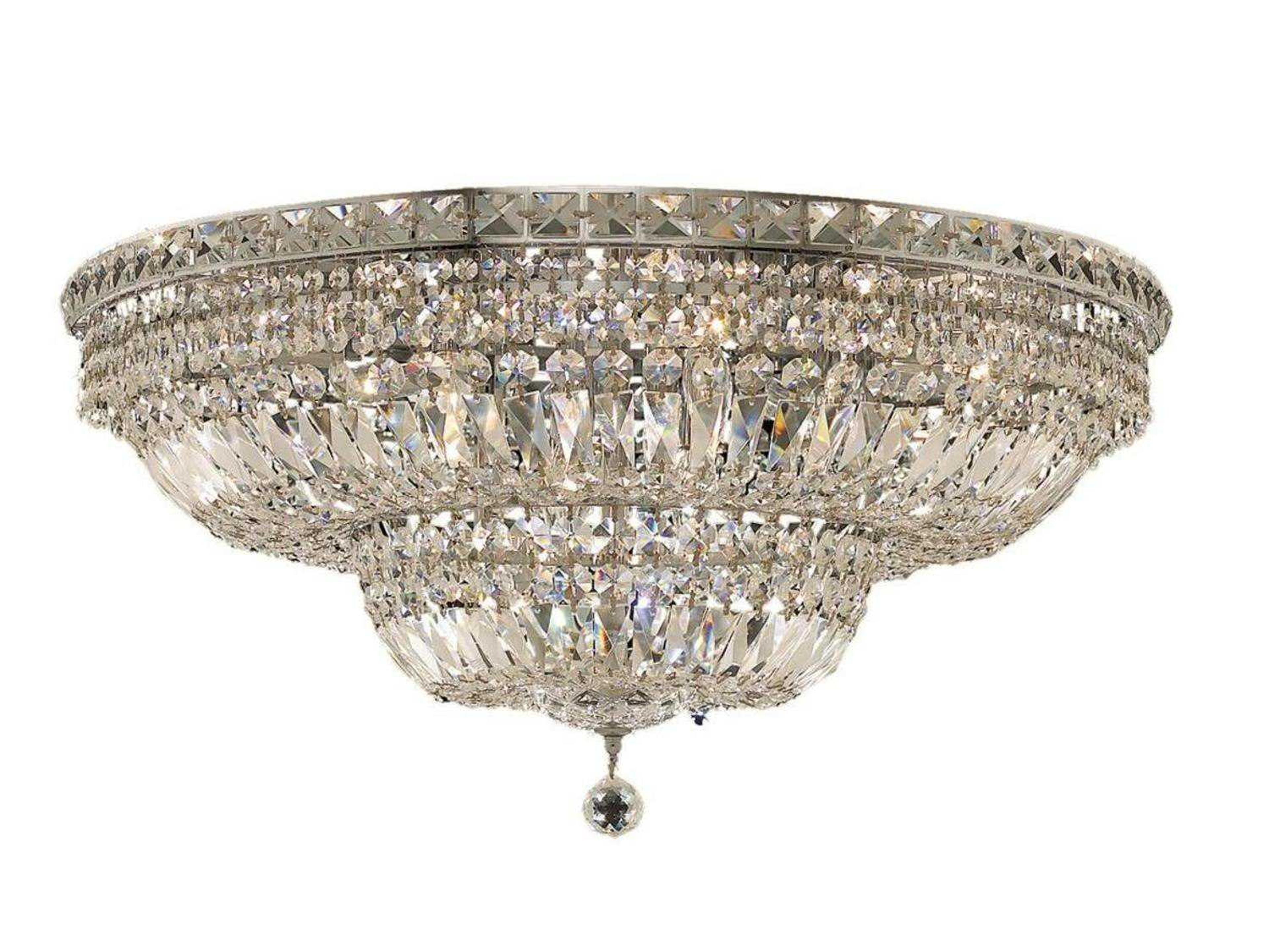 Tranquil Chrome Clear Crystal Bowl Tiered Flush Mount